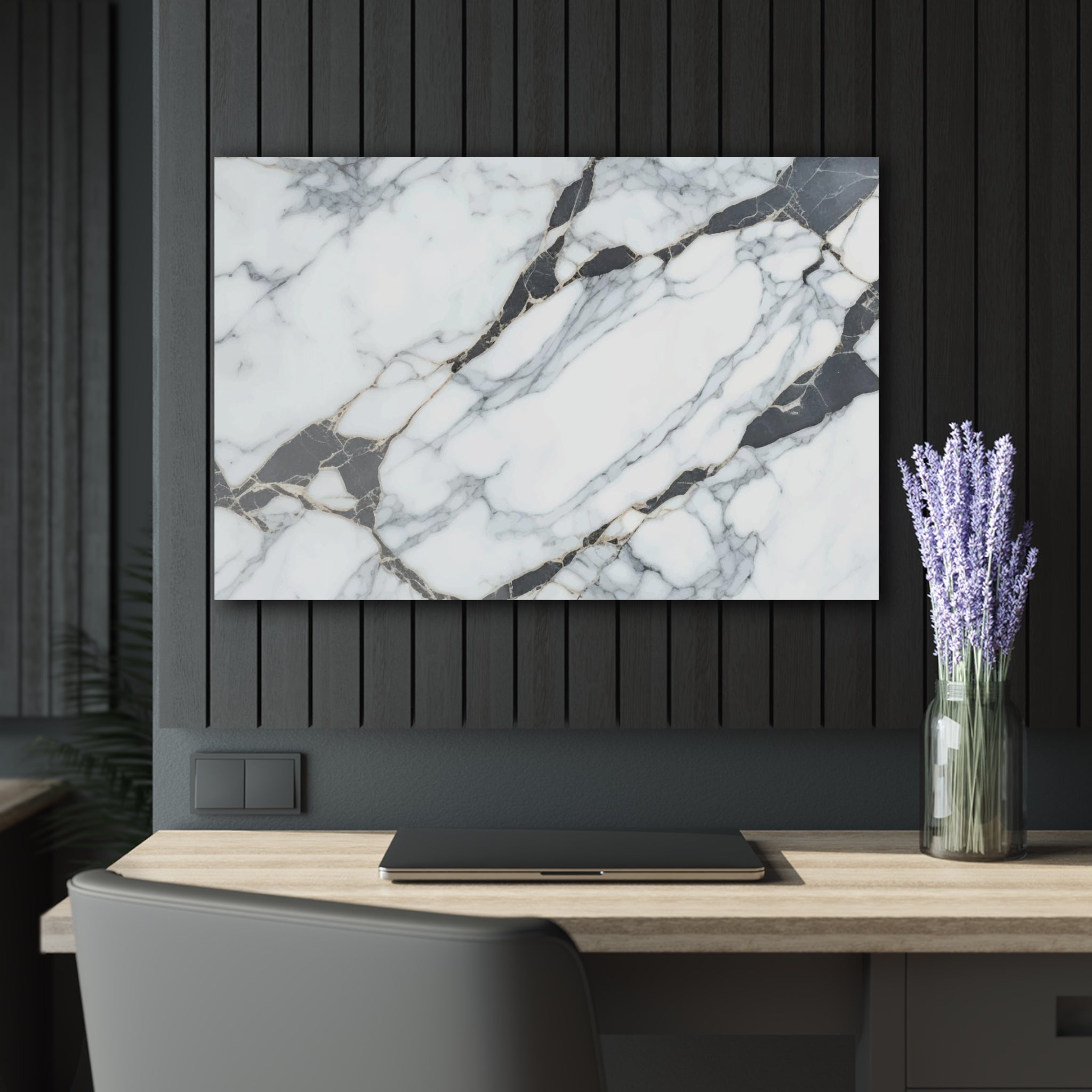 Large lux white marble on black background