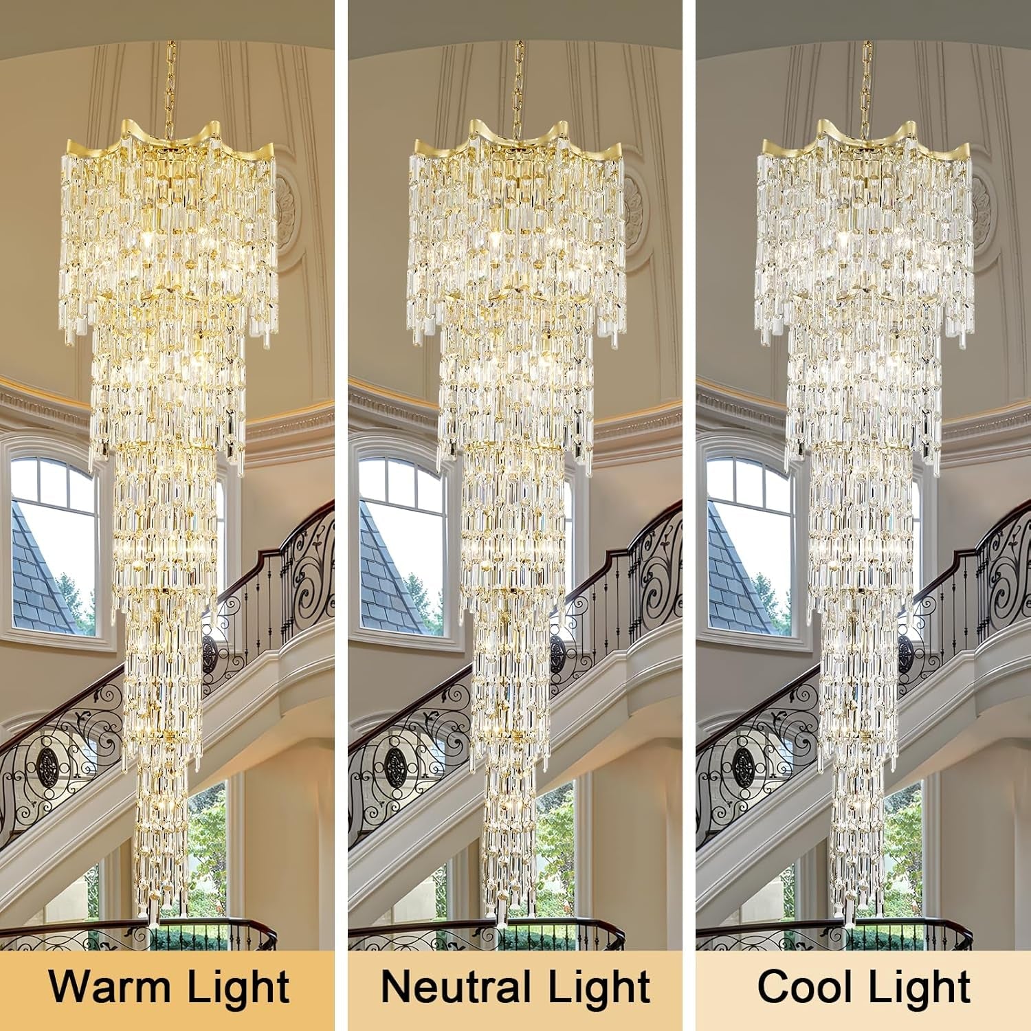 Seventy Nine Inch Gold Crystal Chandelier With K9 Crystals-4