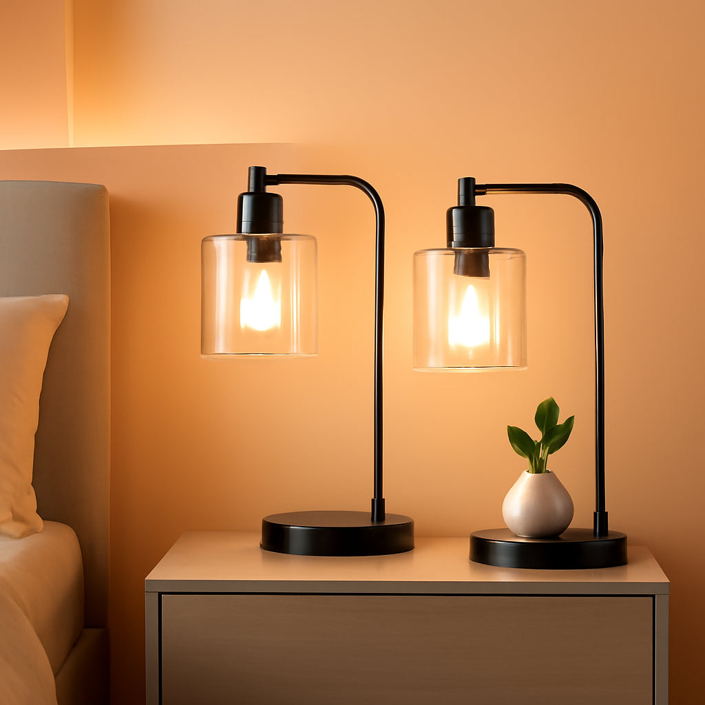 Industrial Table Lamps Black Nickel Touch Control Dimmable
