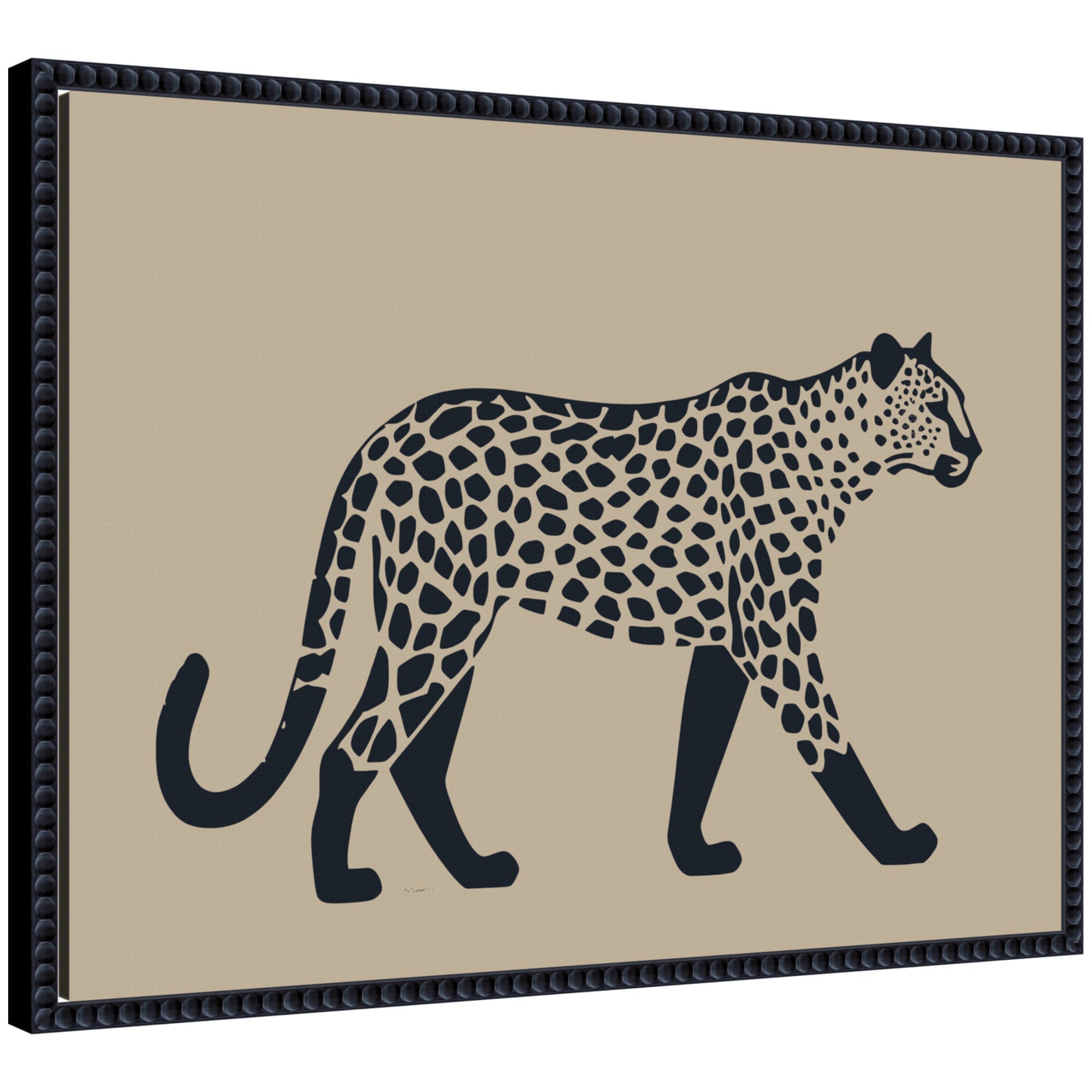 Modern Linocut Leopard 2 by The Creative Bunch Studio Framed Canvas Wall Art Print