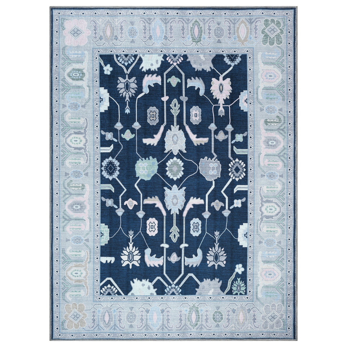 Nurul Navy Blue Modern Oushak Rug