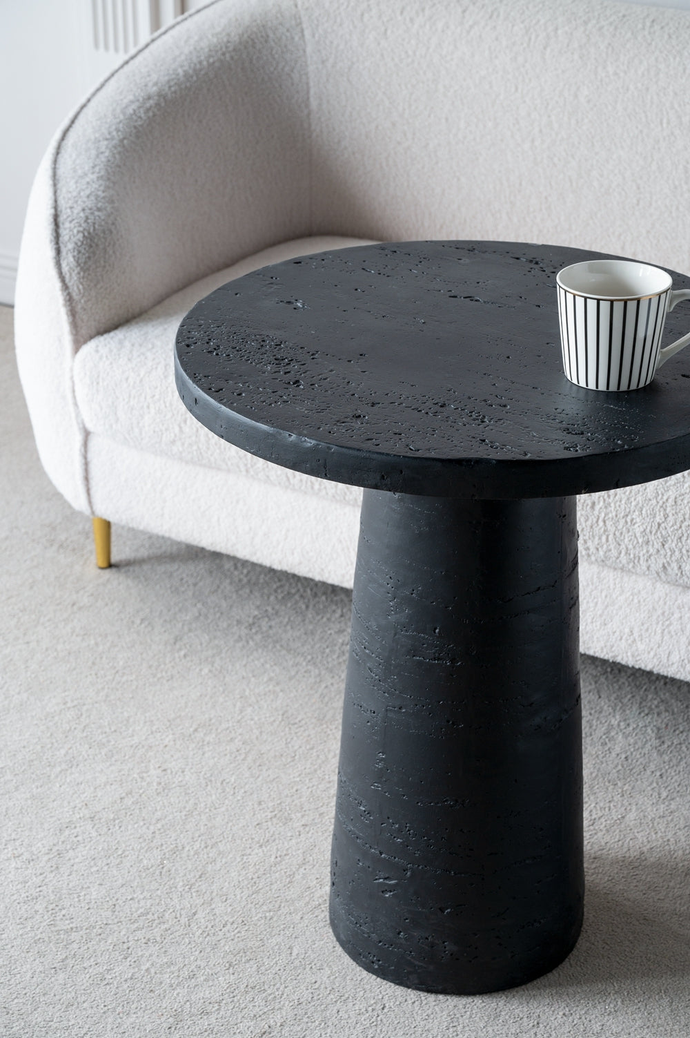 Black Round Side Table with Pedestal Base