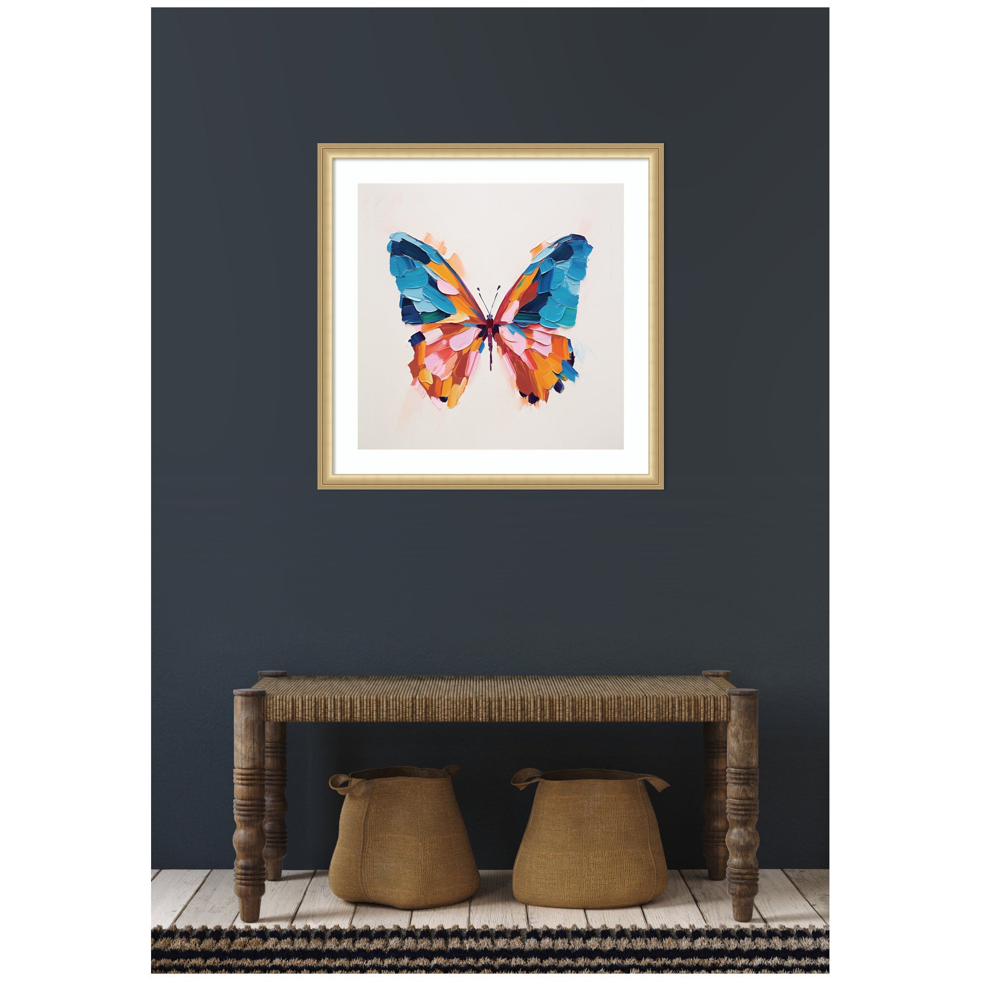 Framed Art Bold Colorful Brush Boho Butterfly by The Creative Bunch Studio