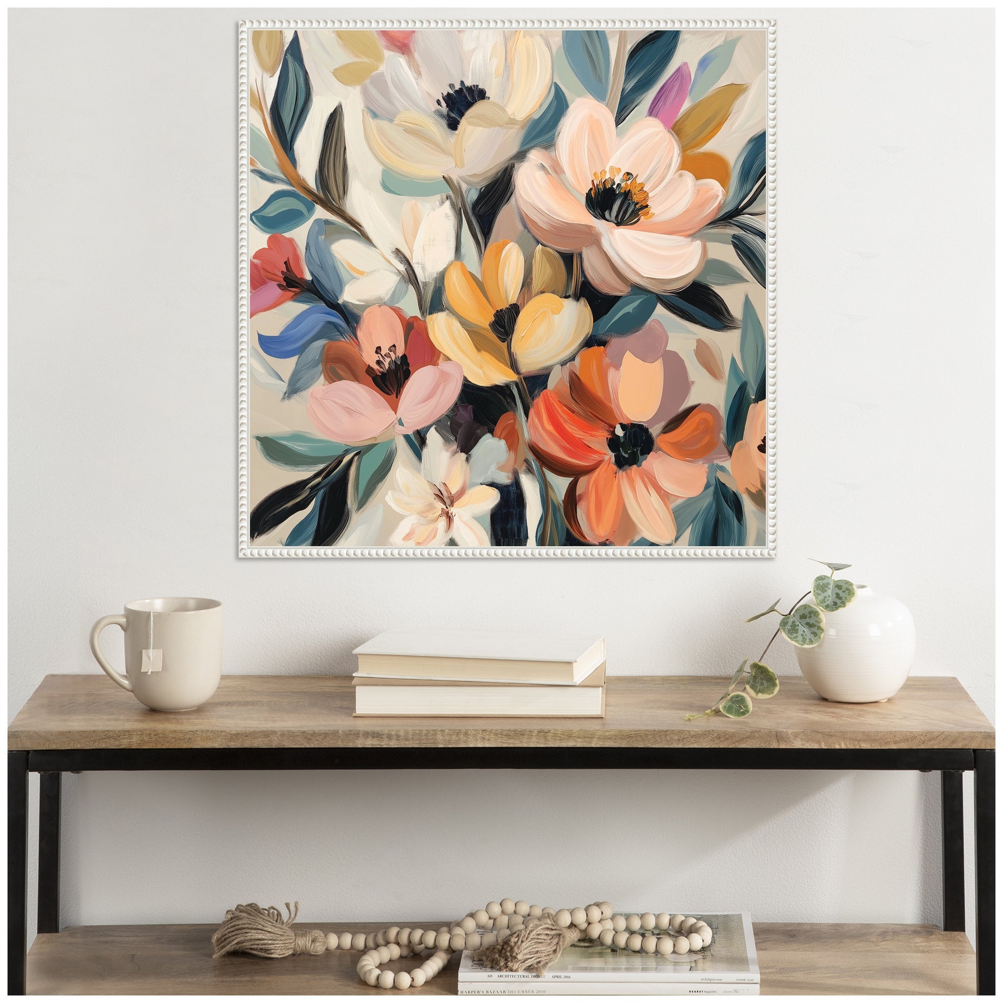 Sylvie Garden Bloom Abstract Bouquet II Framed Canvas by The Creative Bunch Studio