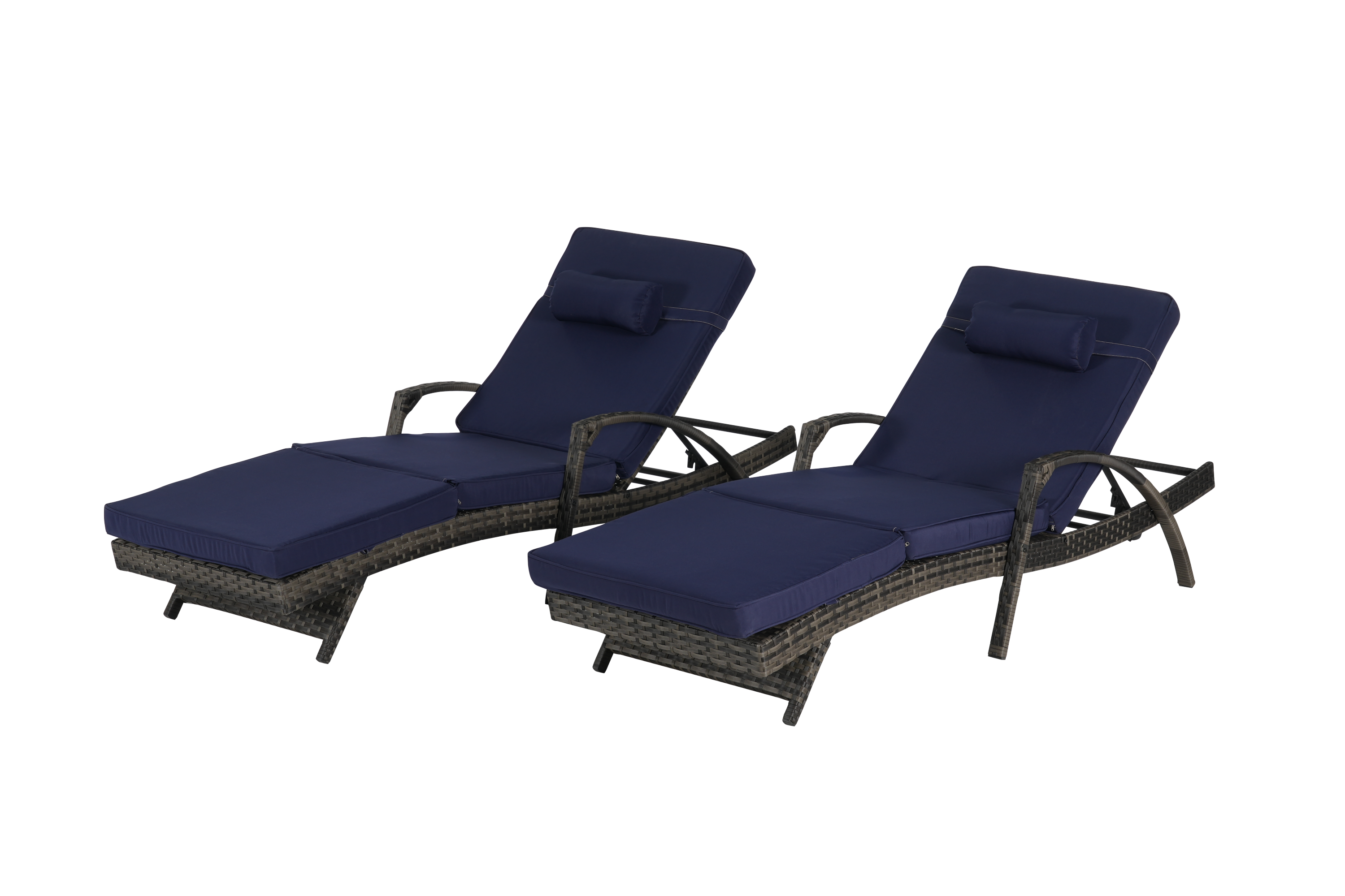 Outdoor Wicker Reclining Chair Set of 2 with Cushions