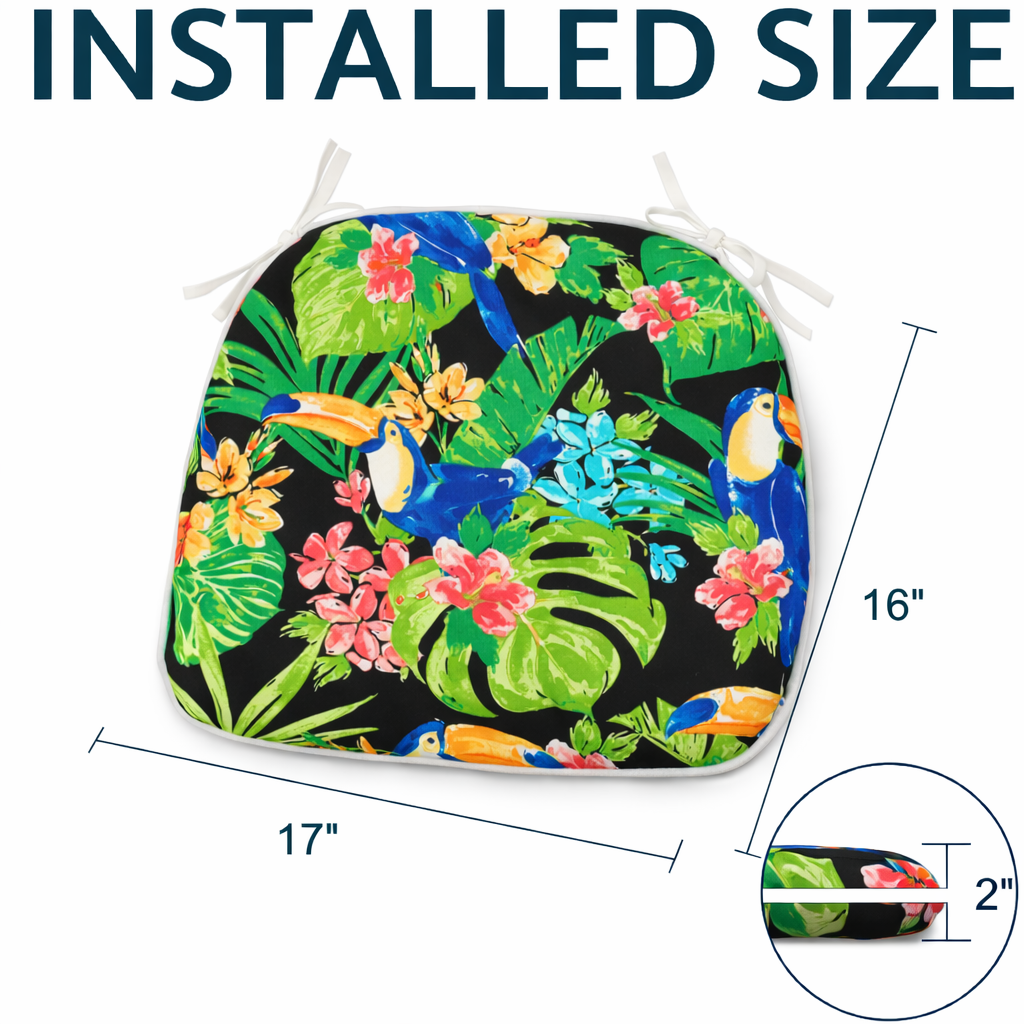 Outdoor Patio Chair Cushions, Water-Repellent U-Shape Thick Foam Seat Cushions with Ties