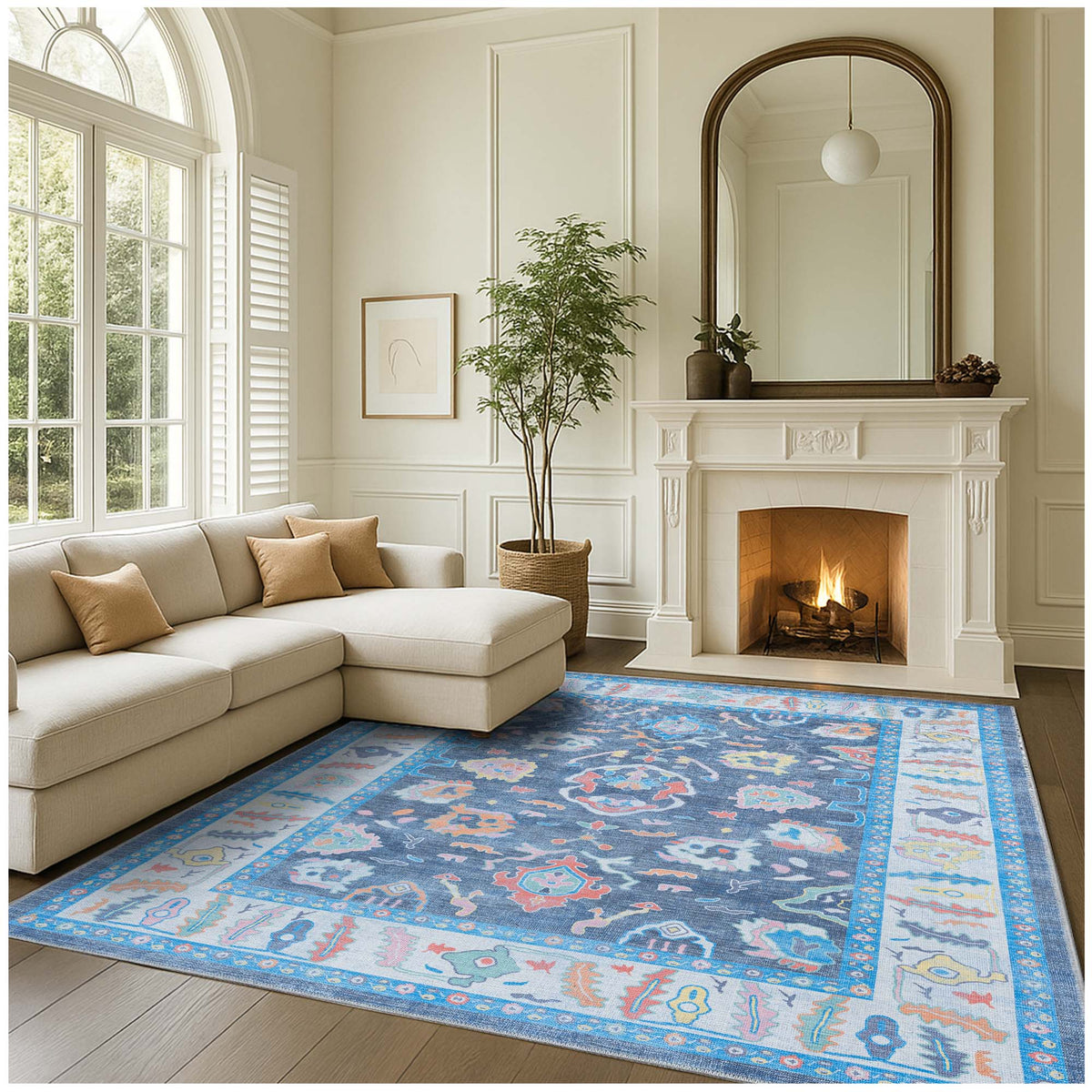 Adeline Pastel Blue Modern Oushak Rug