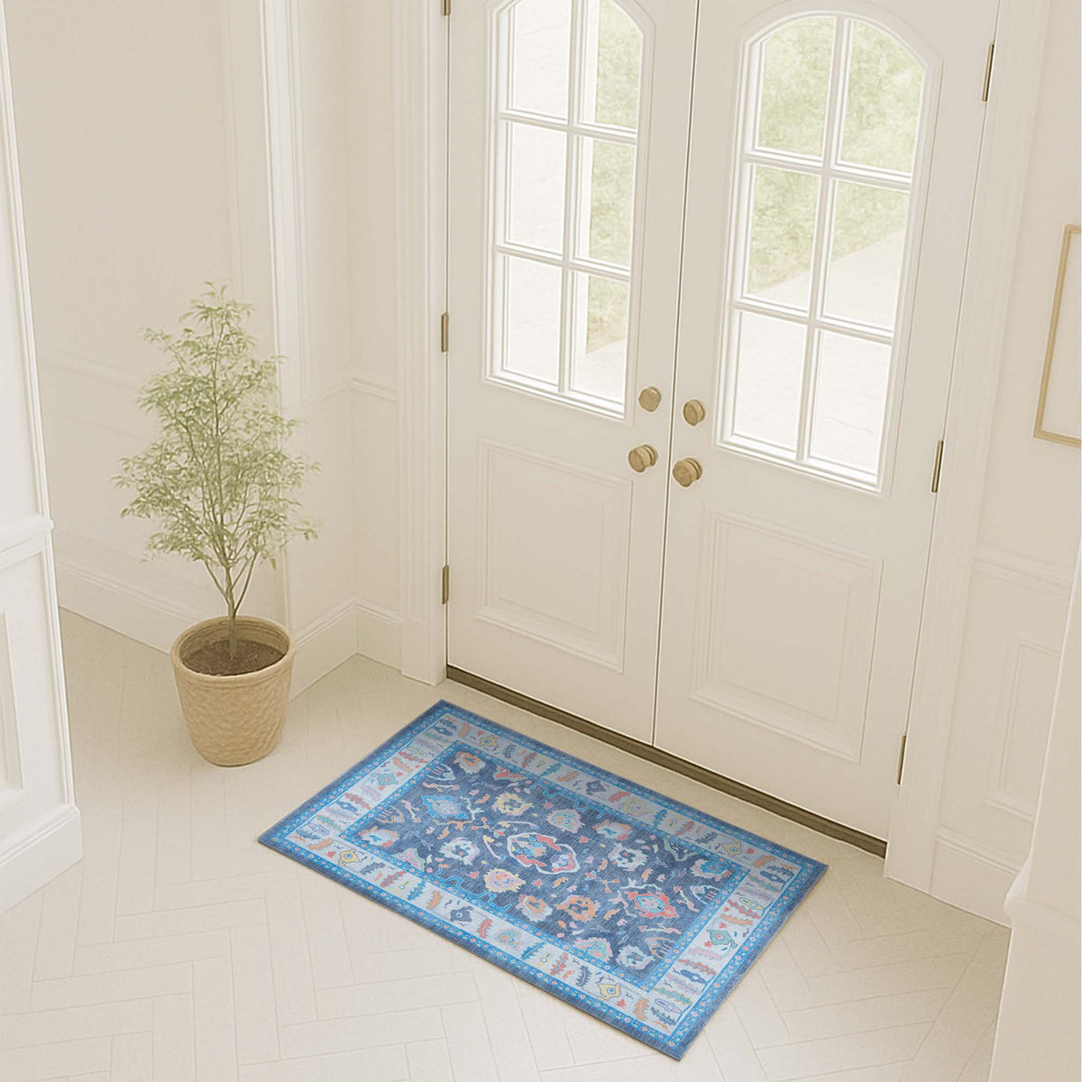 Adeline Pastel Blue Modern Oushak Rug
