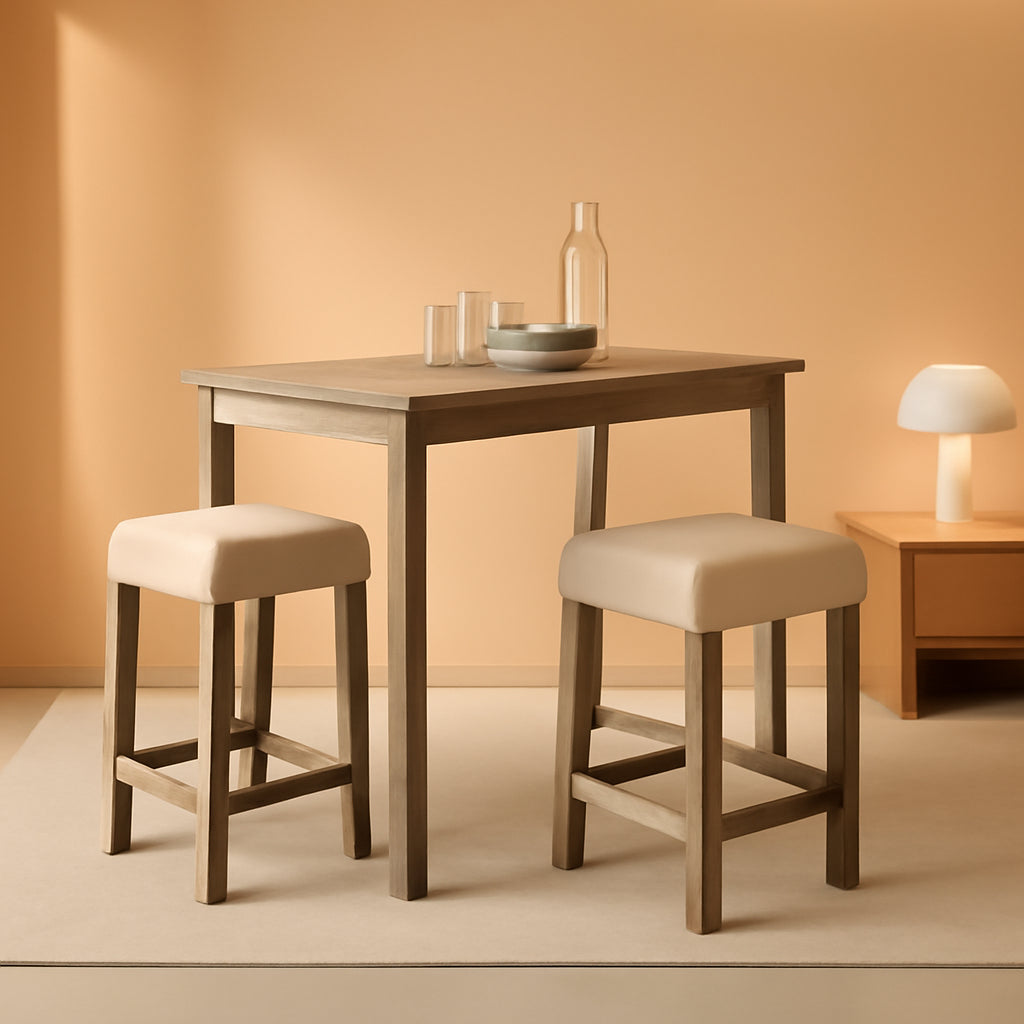 Taupe Upholstered Counter Height Elegant Dining Set