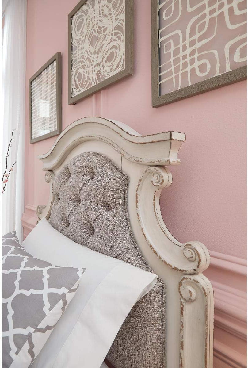 Vintage White Twin Upholstered Tufted Cottage Headboard