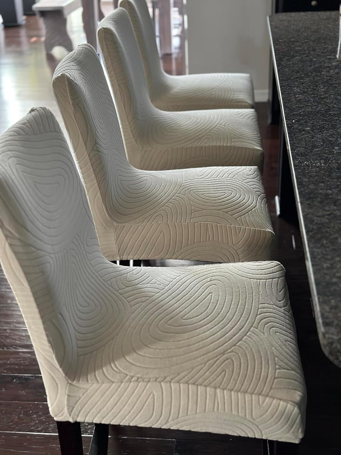 Water Repellent Bar Stool Covers Set Of 4 Beige Ripple Jacquard