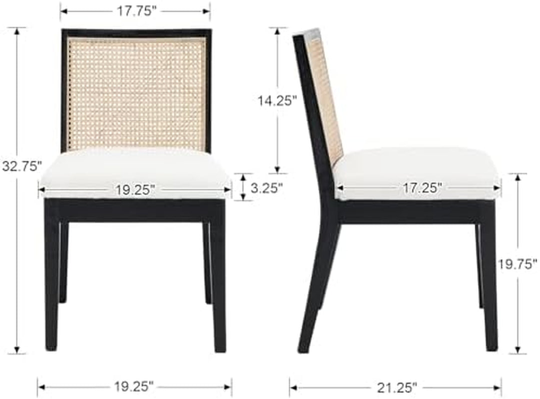 Black Rattan Dining Chairs Four Pack Sherpa Upholstered