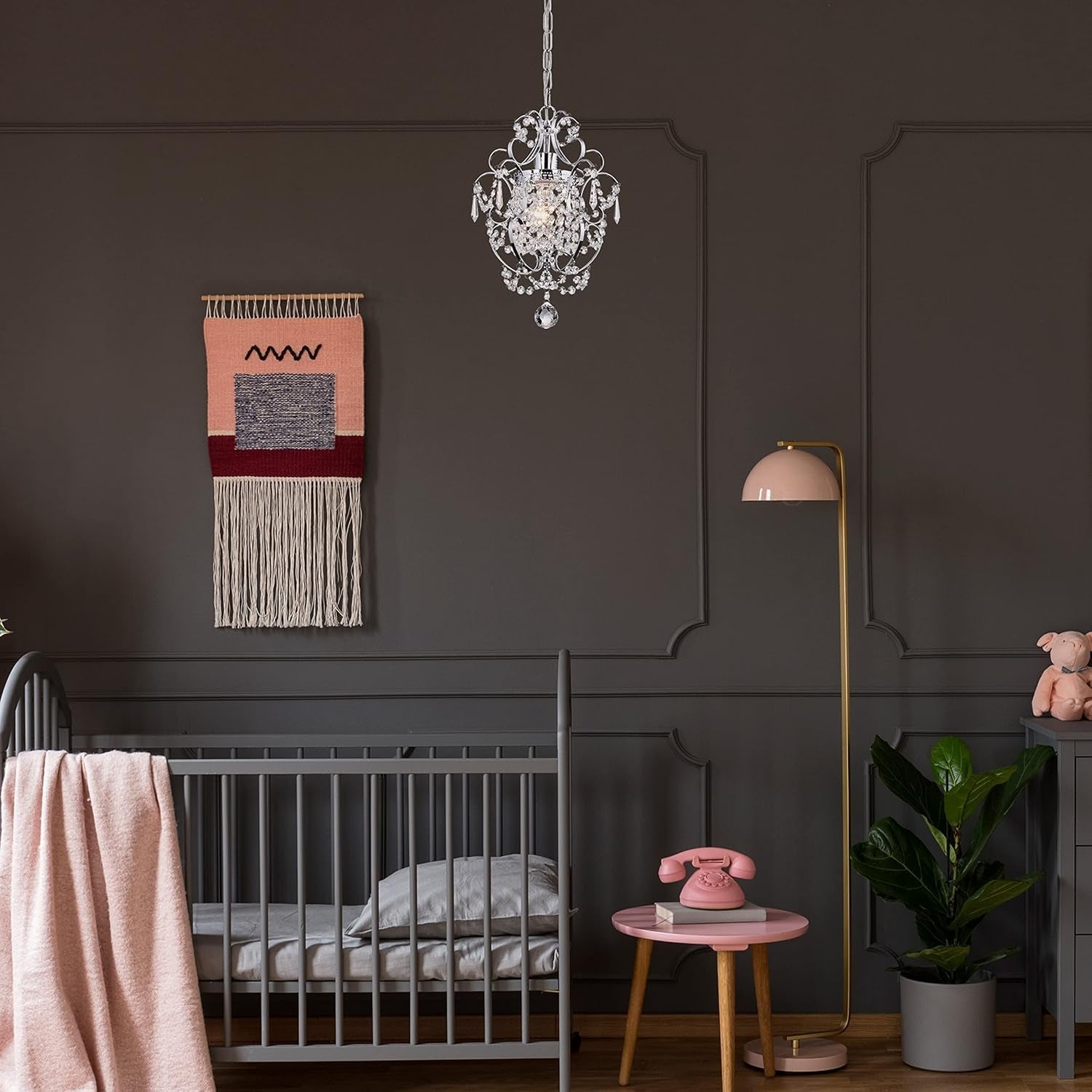 Amorette Chrome Crystal Chandelier 1 Light Fixture