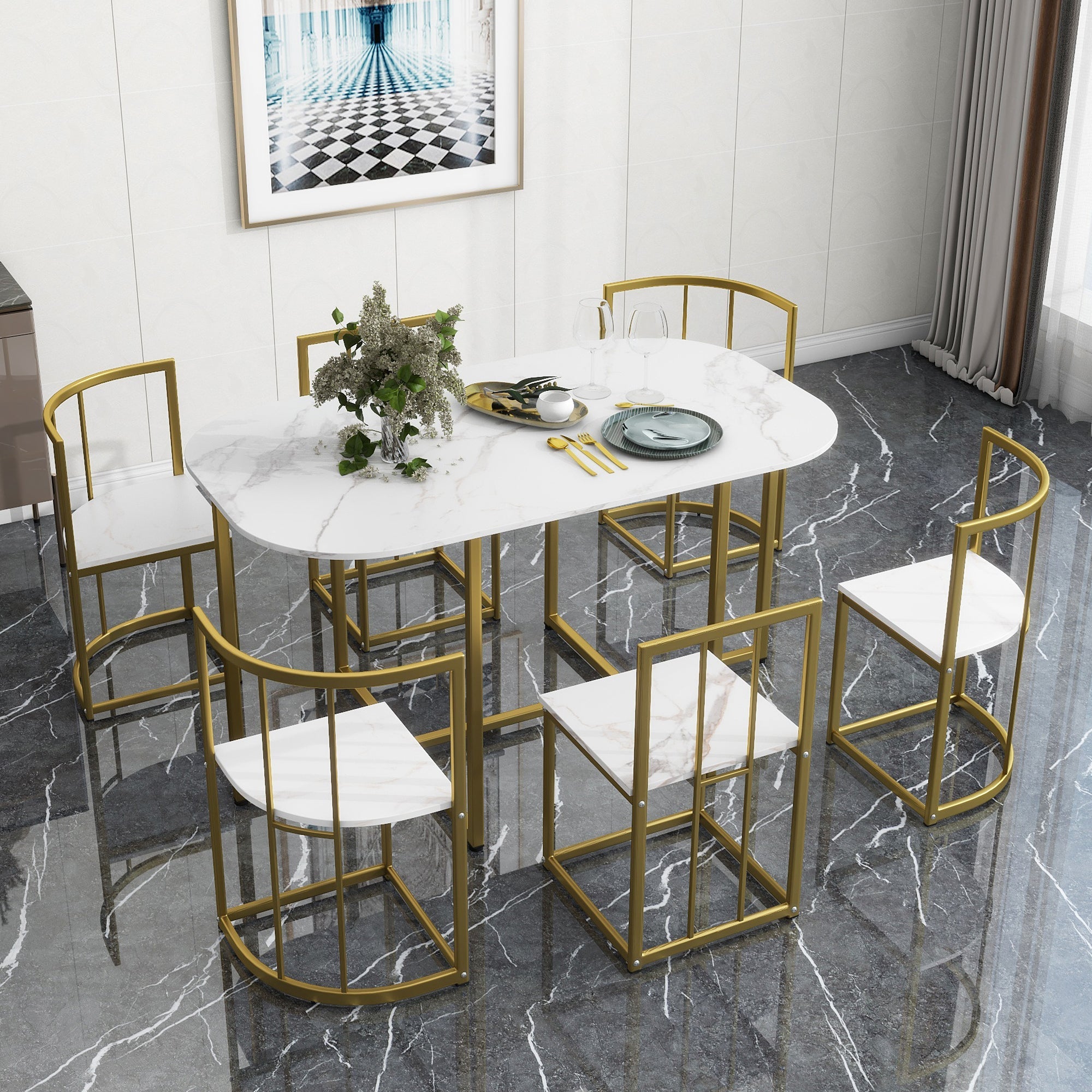 Modern 7-Piece Dining Table Set