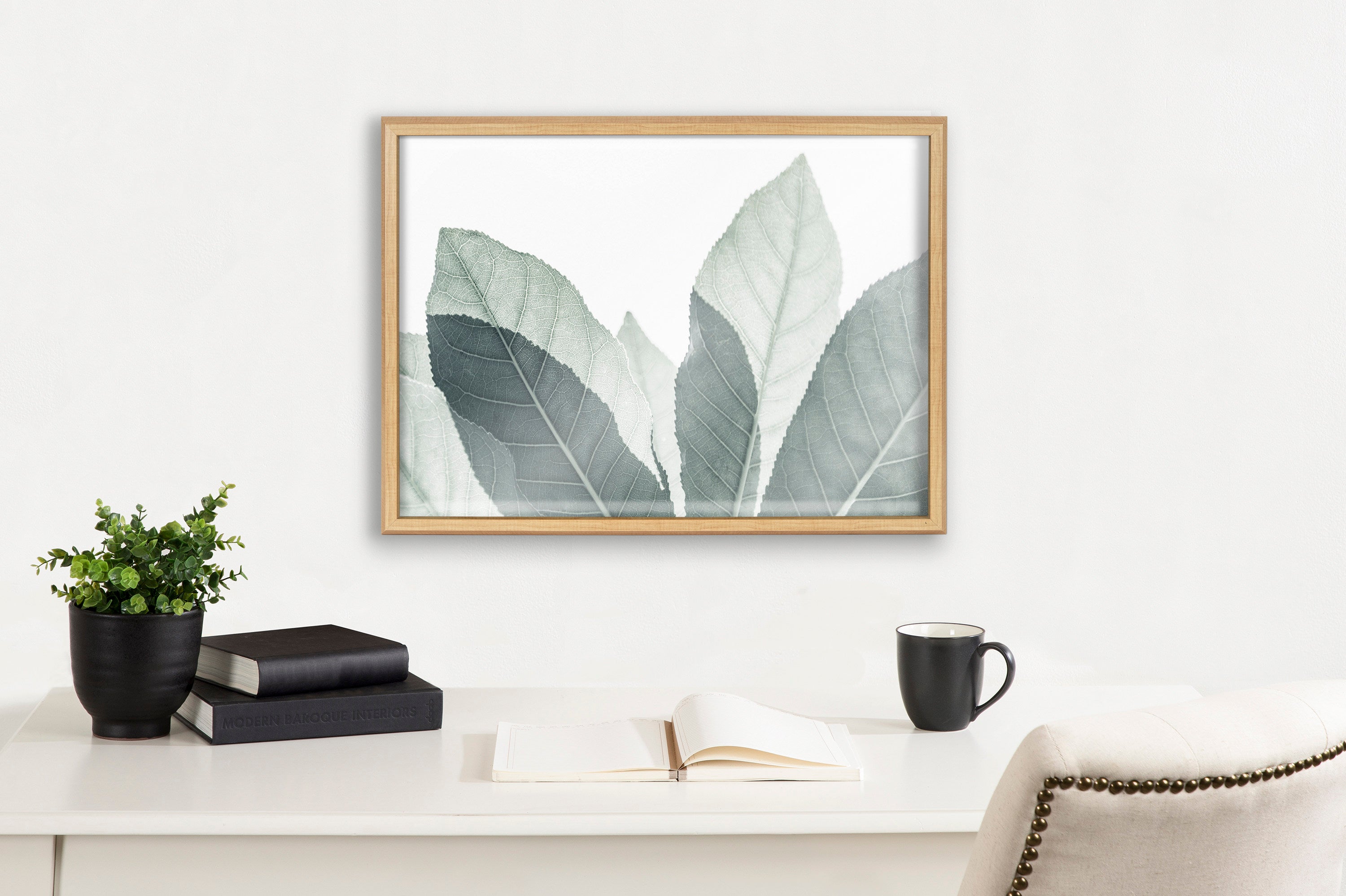 Blake Modern Green Leaf Botanical III Framed Printed Glass by The Creative Bunch Studio
