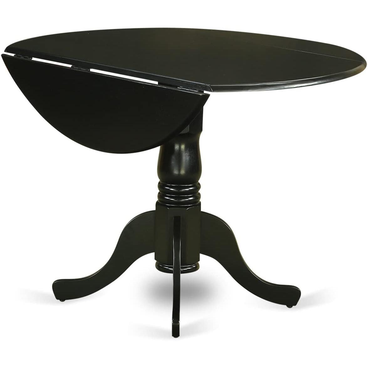 5-Piece Drop Leaf Dining Table Set Black Faux Leather