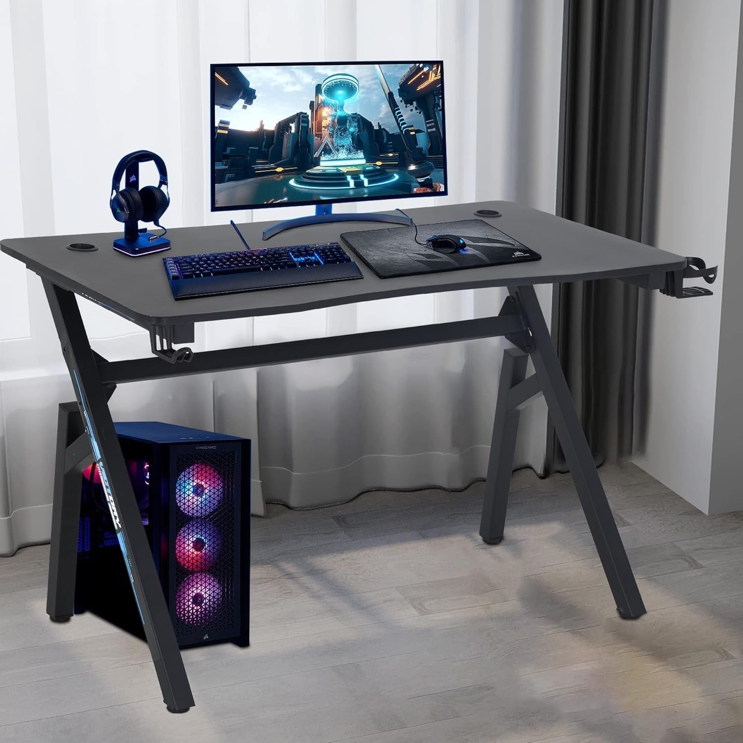 47x23 Gaming Desk Cup Holder For Home Office Setup