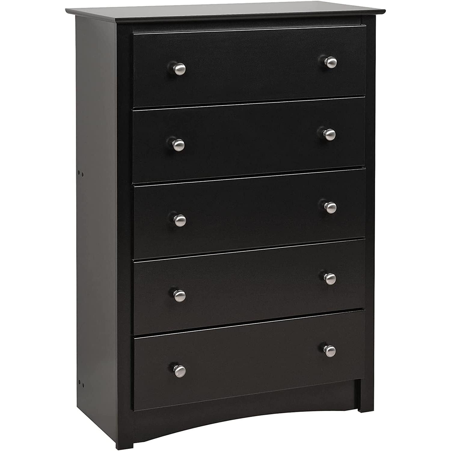 Sonoma Modern 5 Drawer Black Dresser Chest For Bedroom