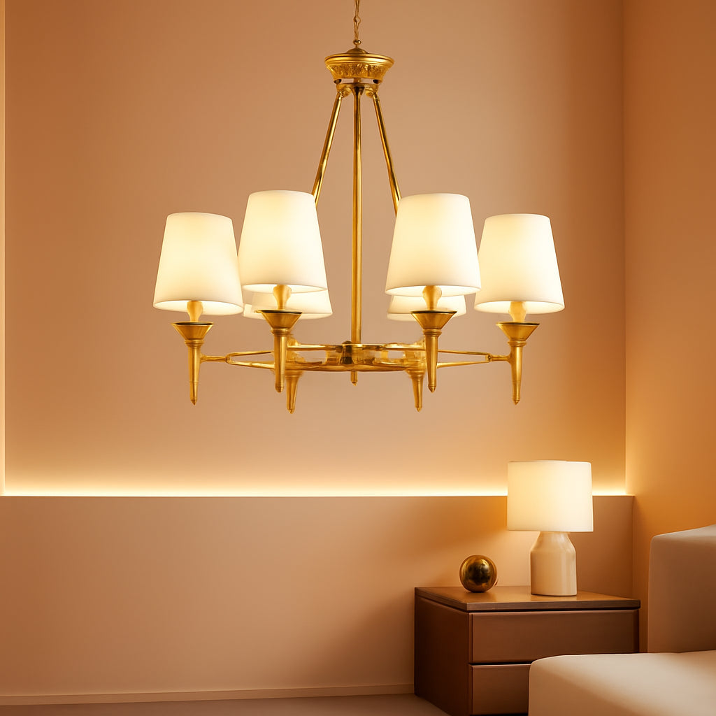 Gold Farmhouse Chandelier Six Light Fixture Dining-0