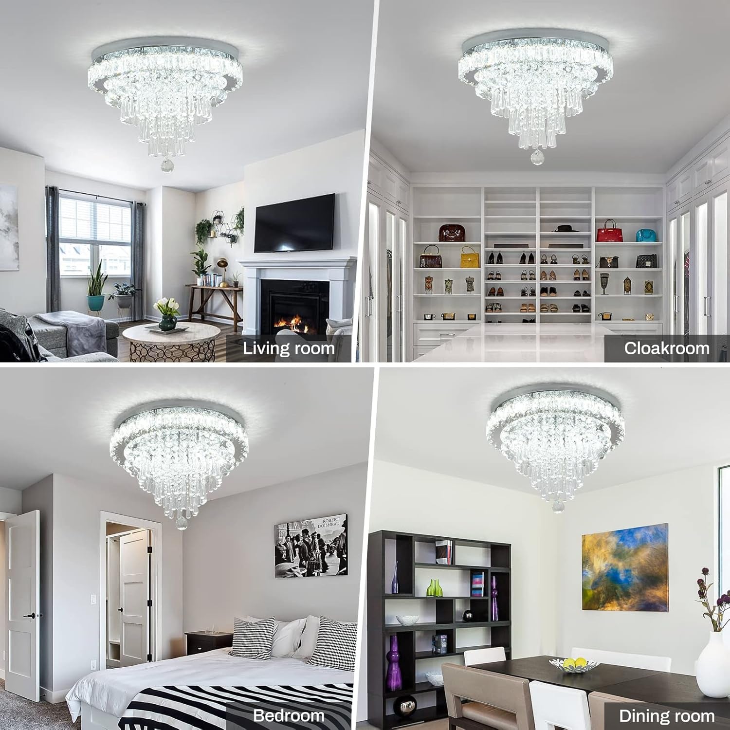 Round LED Crystal Chandelier Five-Tier Drops Ceiling-3