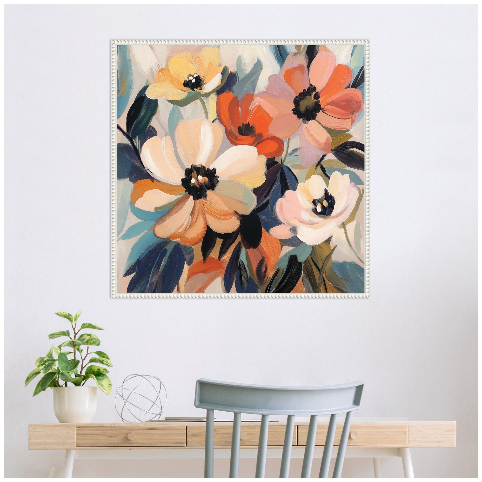 Sylvie Garden Bloom Abstract Bouquet III Framed Canvas by The Creative Bunch Studio