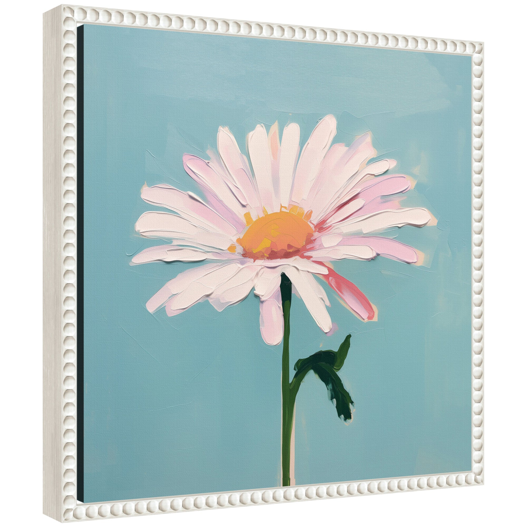 Sylvie Delicate Daisy 1 Teal Framed Canvas by The Creative Bunch Studio