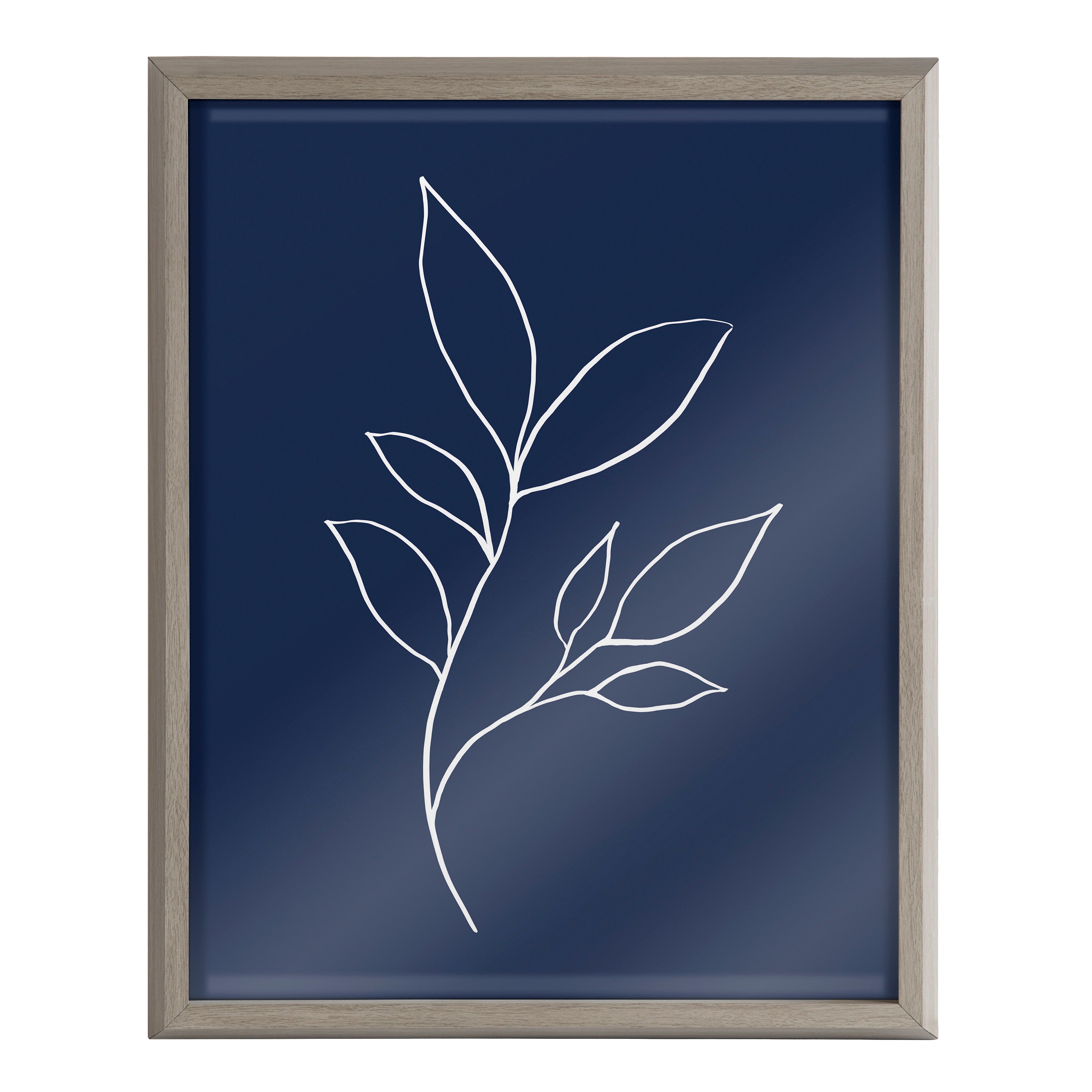 Blake Modern Blue Botanical Line Sketch Print 3 Framed Printed Glass by The Creative Bunch Studio