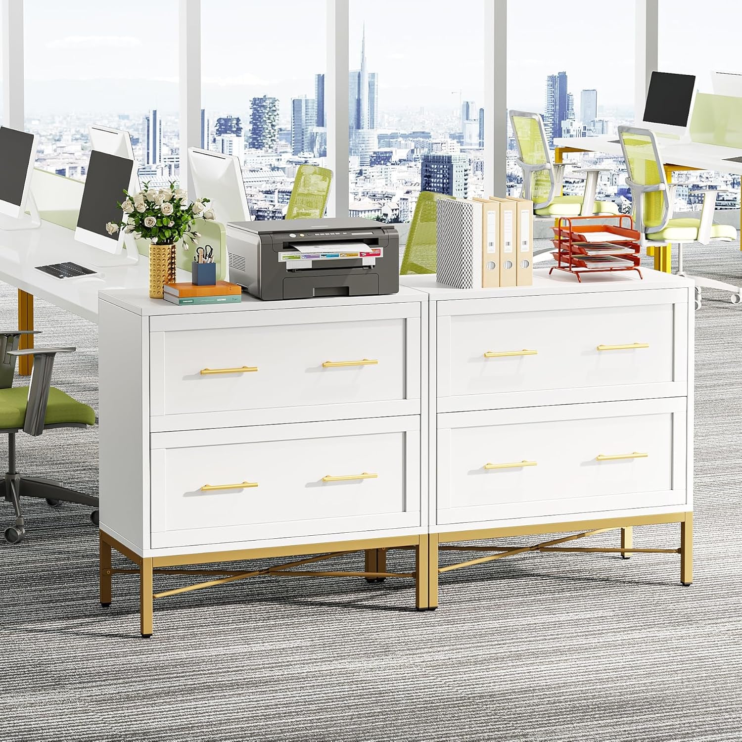 White 2-Drawer Lateral File Cabinet For Letter Legal A4