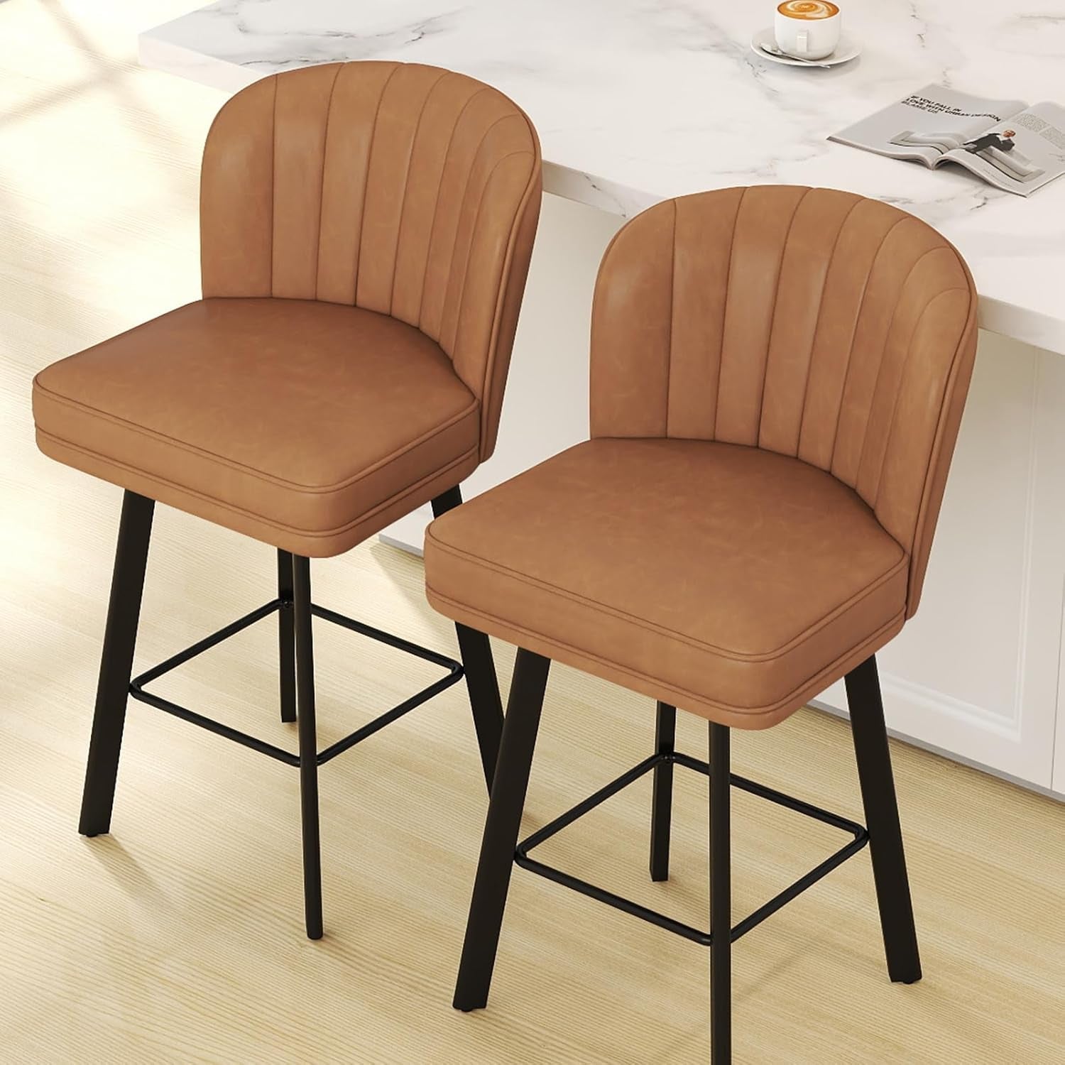 Modern Swivel Counter Height Bar Stools Set of Two