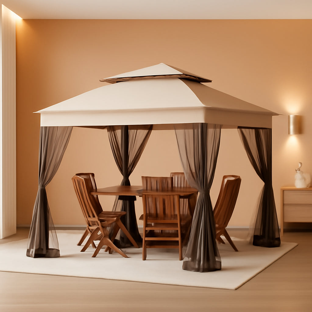 11x11 Pop Up Gazebo With Mosquito Netting Instant Setup Outdoor Garden Canopy Shade Shelter