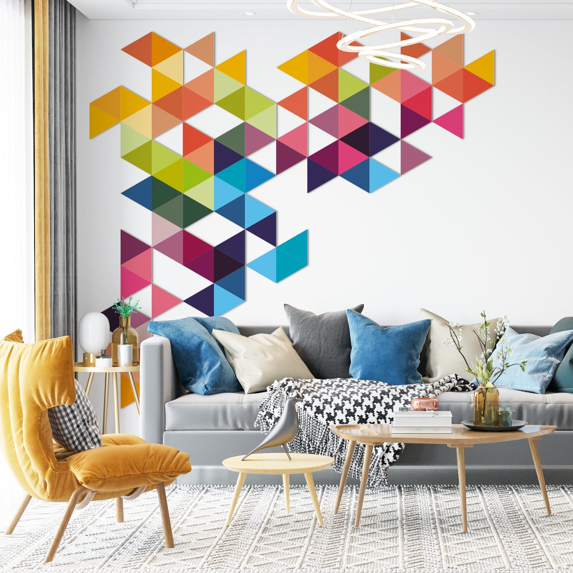 Colorful Triangles 3D Wall Decor-0