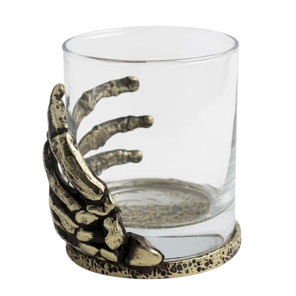 Set of 4 - Skeleton Hand Whisky Glasses | Juice Glasses | Drinkware | Statement Barware | Halloween Glasses | Gold, Silver or Antique Finish-4