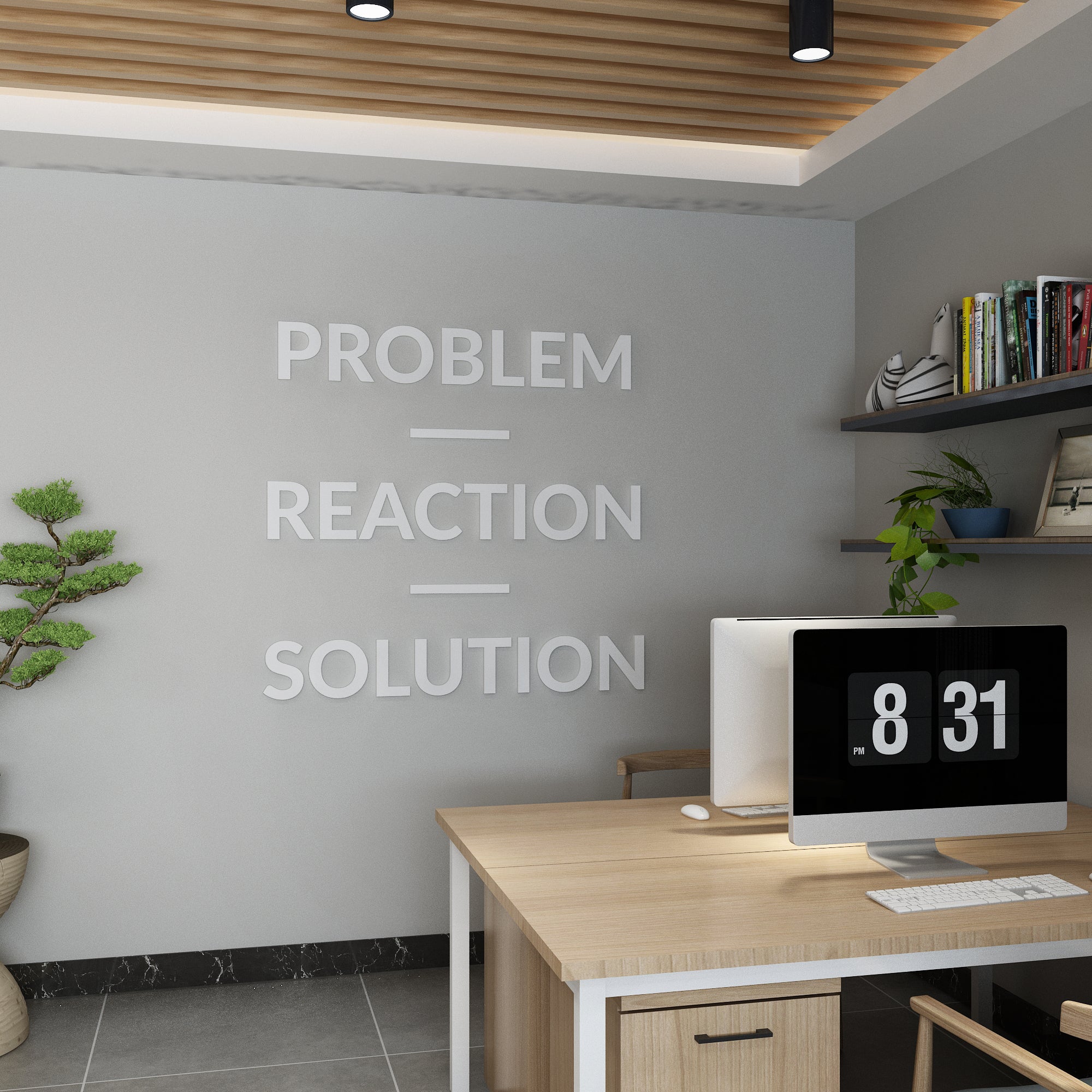 Problem - Reaction - Solution - 3D Office Wall Decor-2