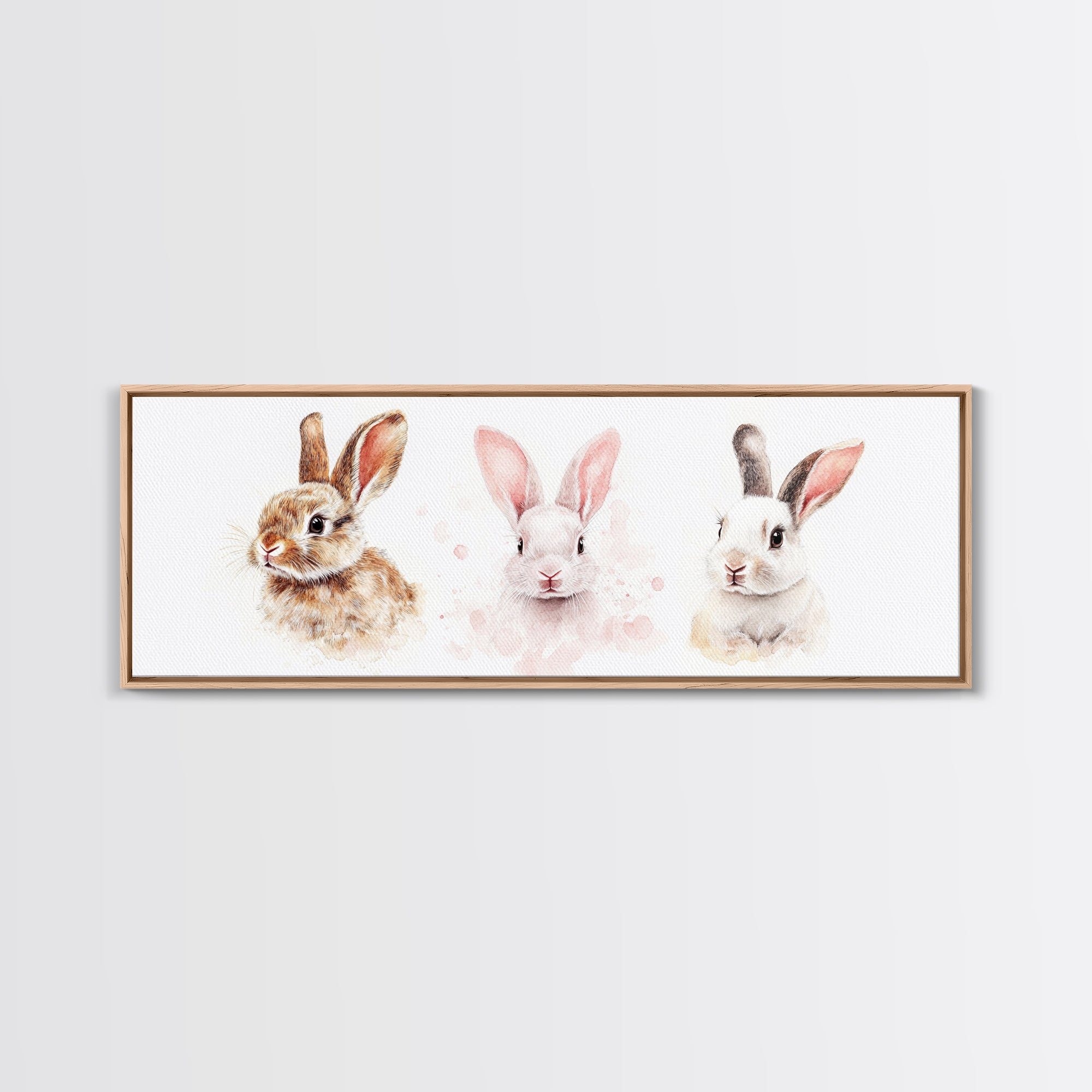 Whimsical Bunny Art Canvas Print with Soft Colors, Cozy Animal Painting, Cottagecore Aesthetic for Kids Room or Easter Decor