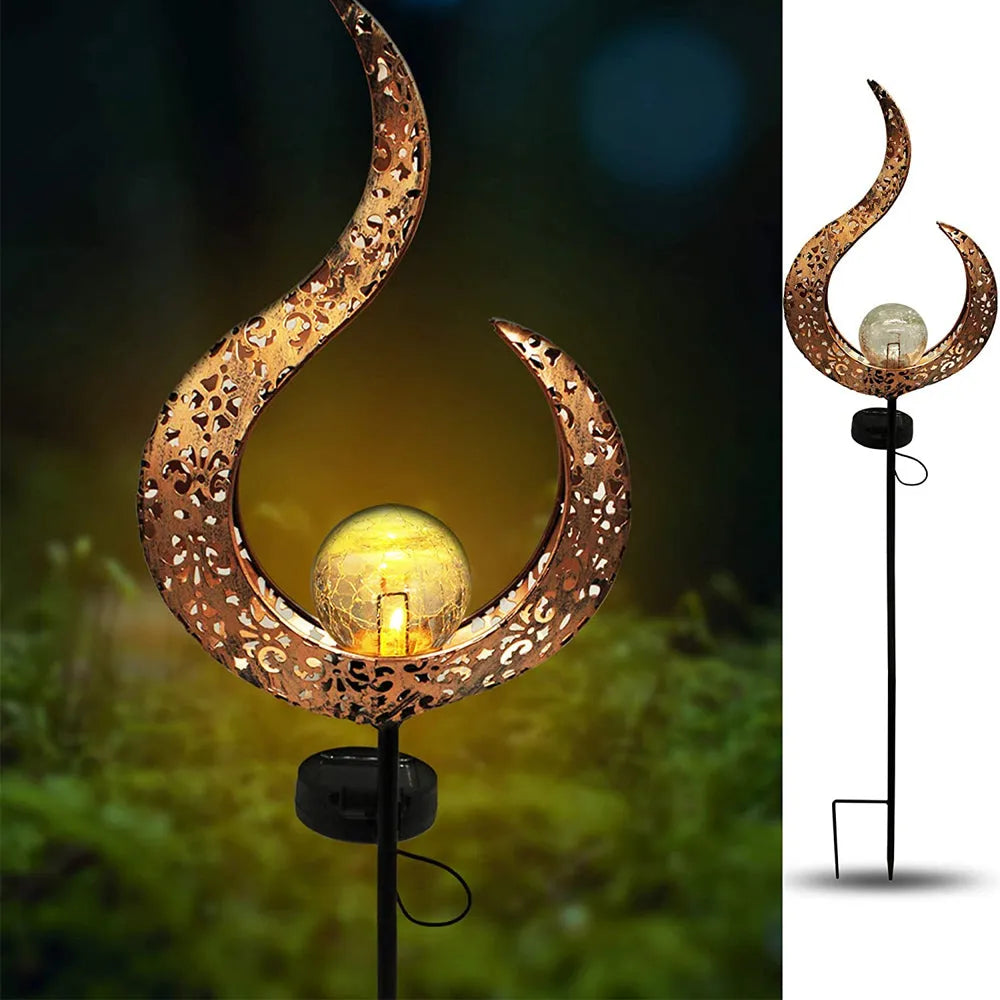 Vibe Geeks 1 Pc Garden Décor Outdoor Solar Powered Hollow Flame Light-1