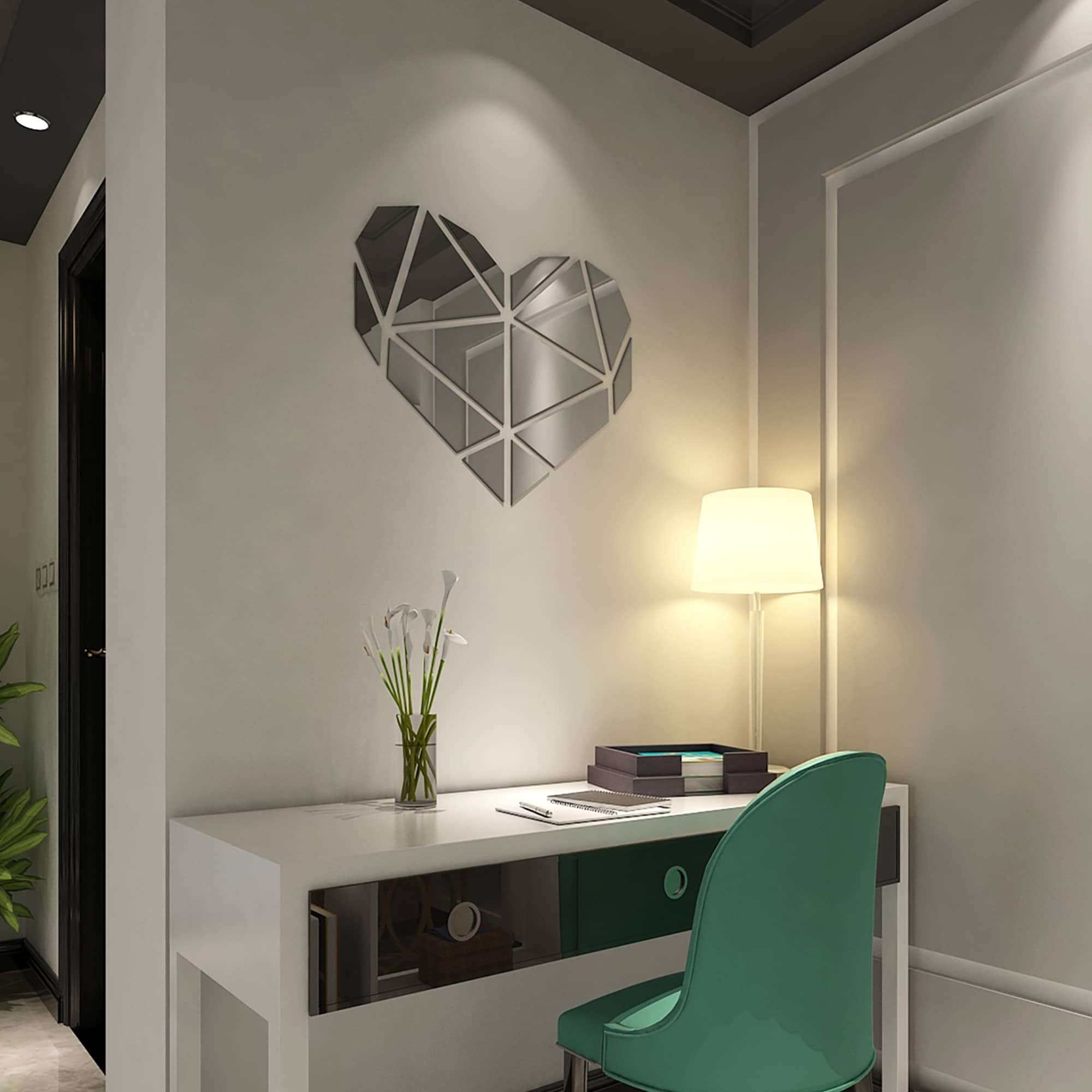 Geometric Heart Mirror 3D Wall Art-2