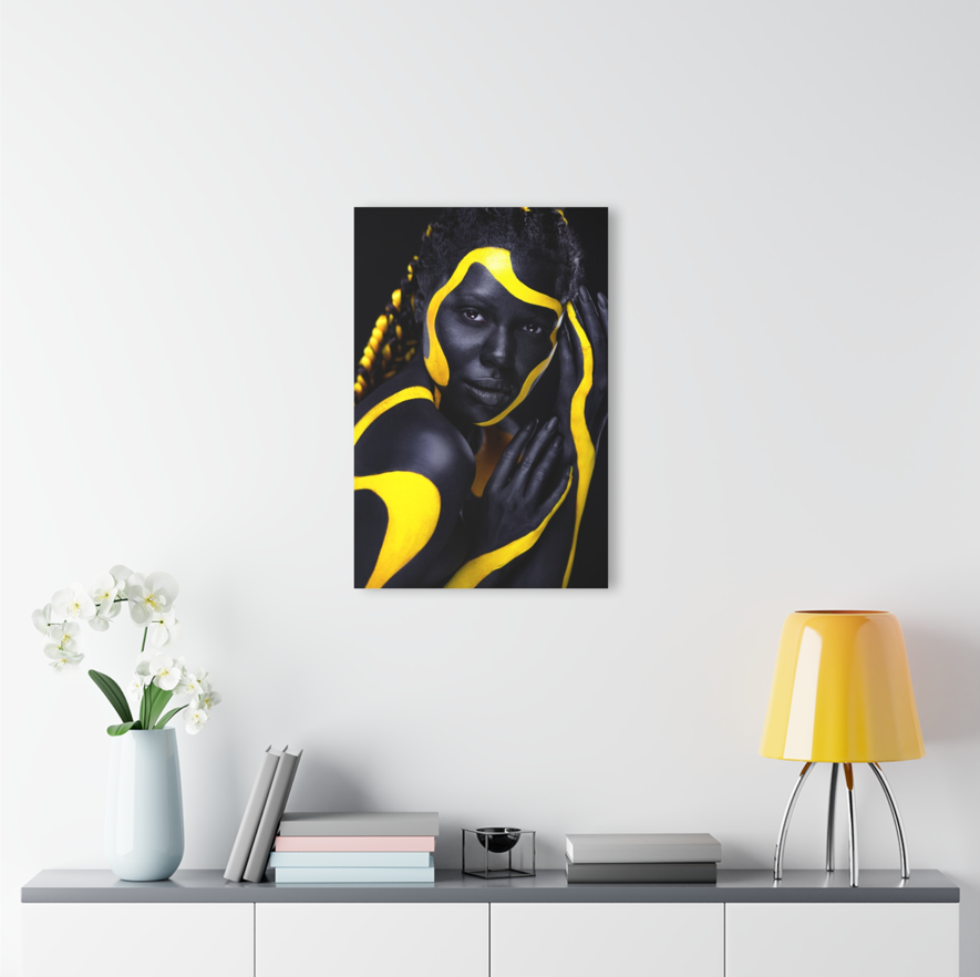 Tempered glass wall art - yellow stripes on the body-2