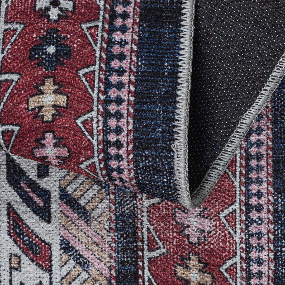 Kazak Vintage Blue Rust Oriental Rug