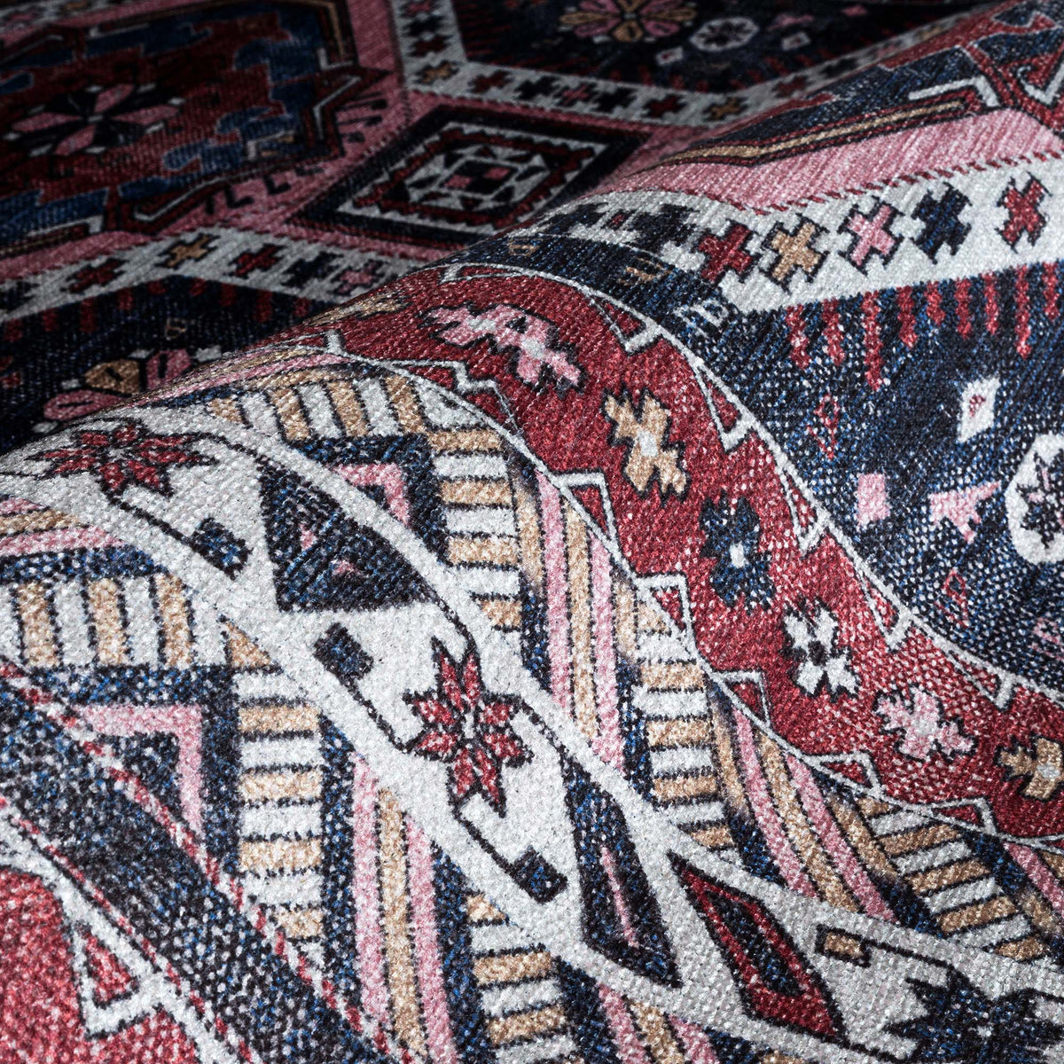 Kazak Vintage Blue Rust Oriental Rug