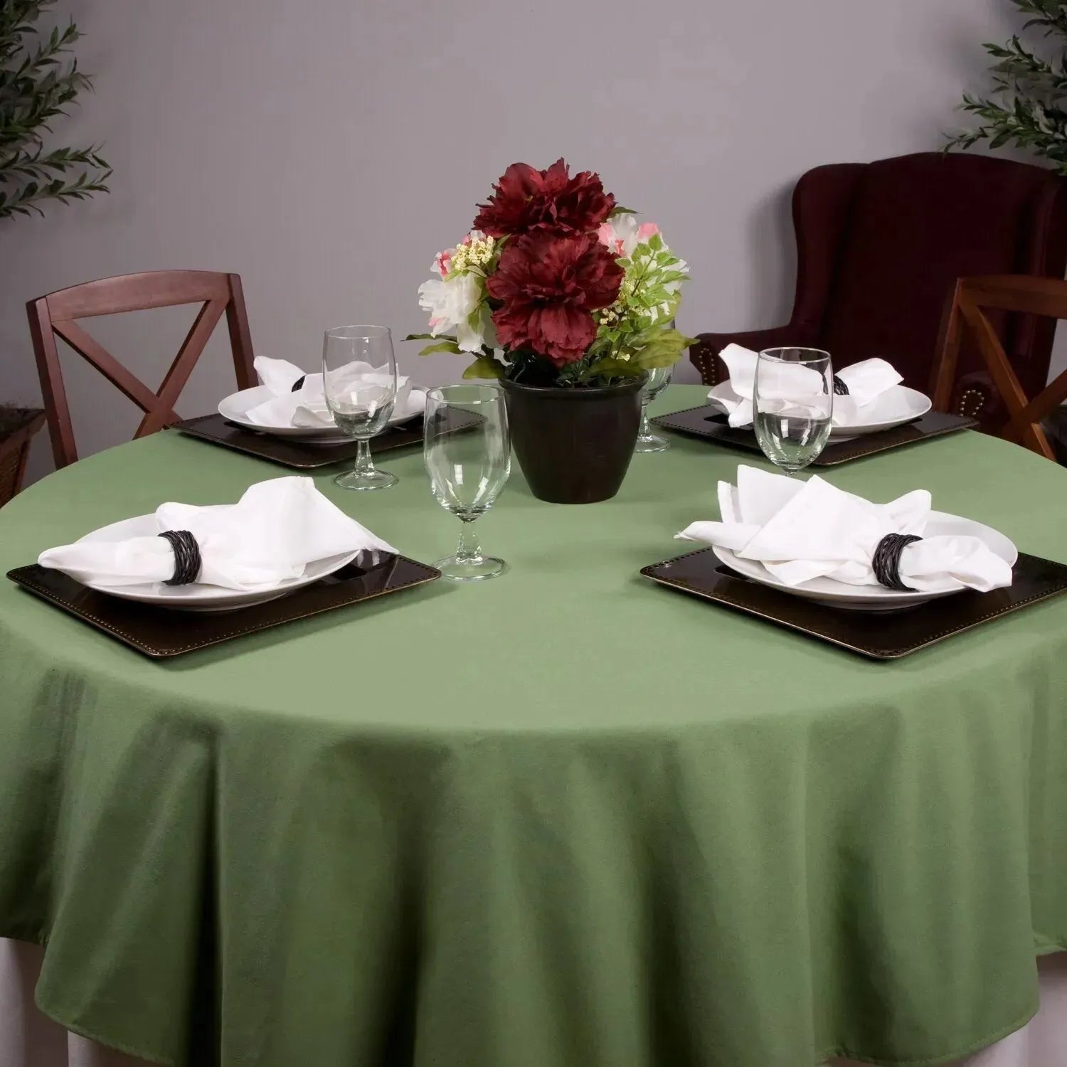 MJS 100% Spun Polyester 2 PLY Round Table Linens 6 PK-0