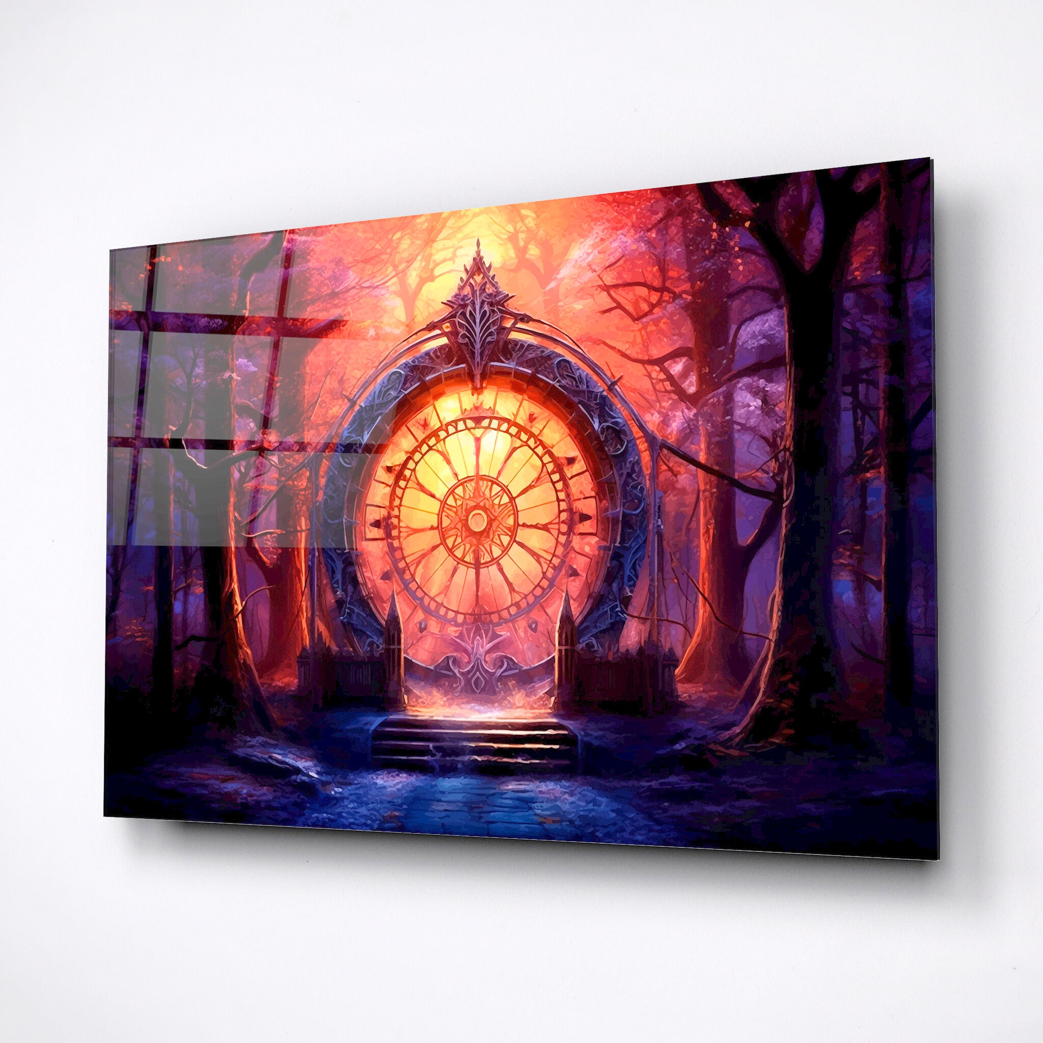 Another reality. Magical glow. Glass wall art