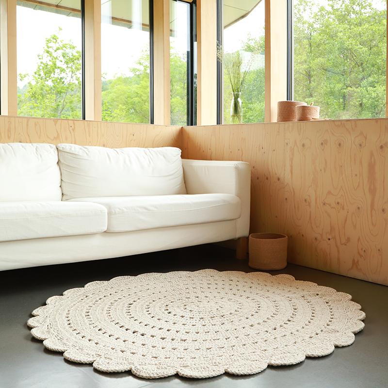 ALMA ECRU L  hand crochet children's rug