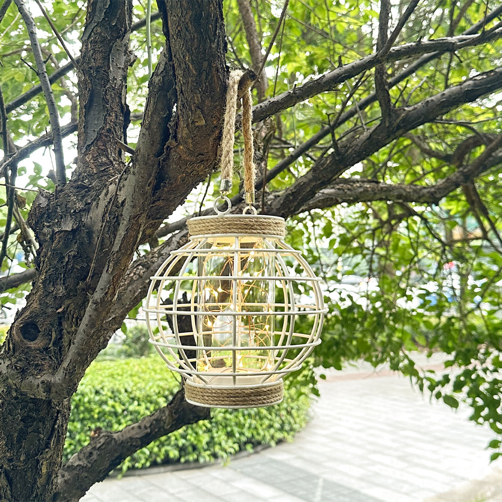 7.3" H Metal Cage LED Lantern Battery Powered Lamp-3