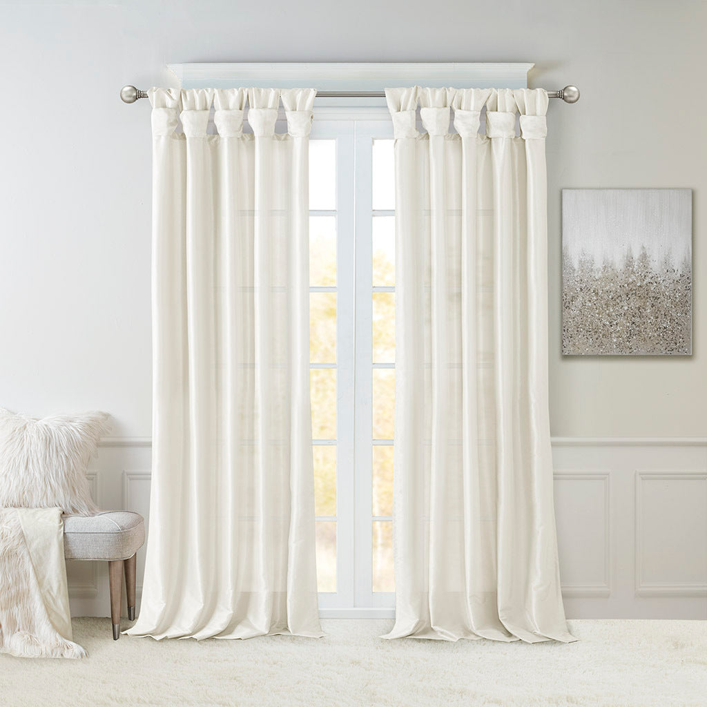 Twist Tab Lined Window Curtain Panel White 50x84