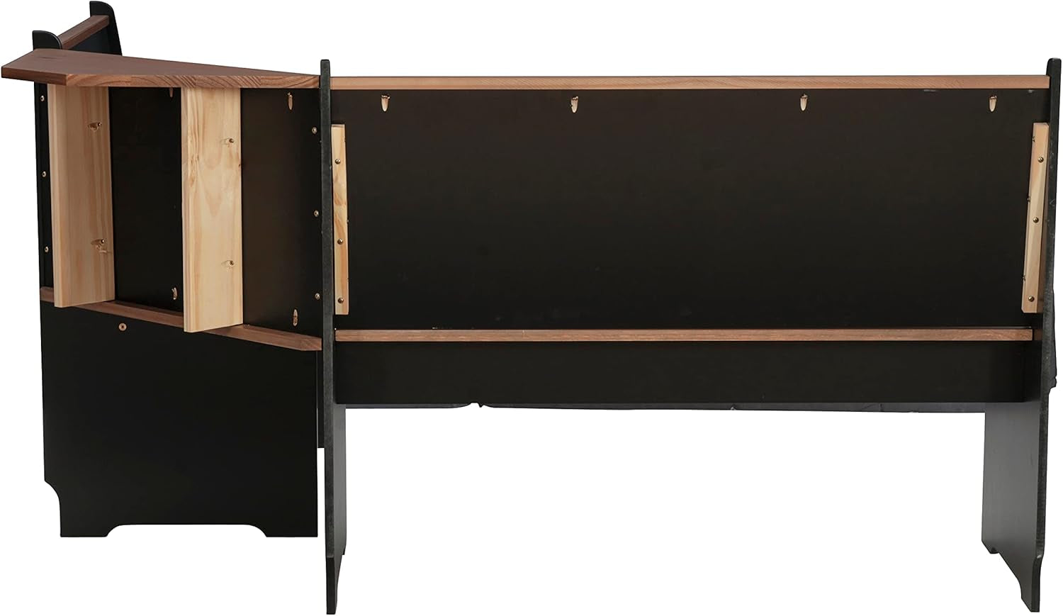 Black Pecan Five Seat Dining Set With Storage Benches