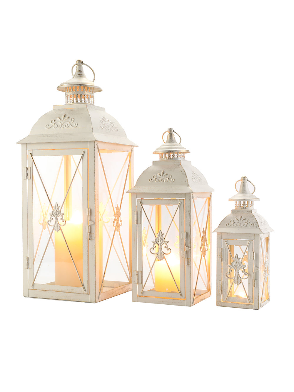 19'' & 13.5'' & 9.5''H Vintage Metal Candle Holder Decorative Hanging Lantern (Set of 3)-1