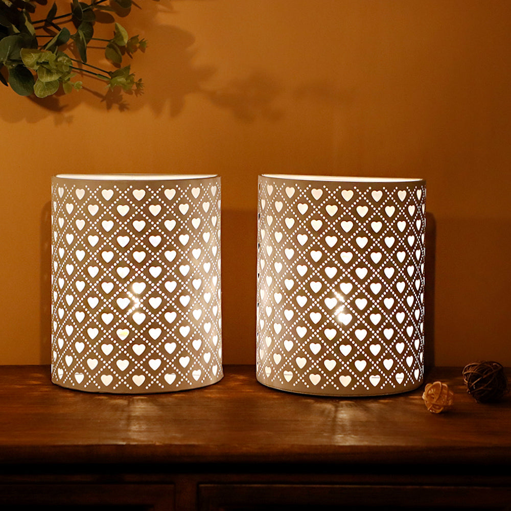 8''H Set of 2 Wall Sconce Lighting Metal Modern Wall Mount Lamp with 6-Hours Timer(Heart Shape)-4