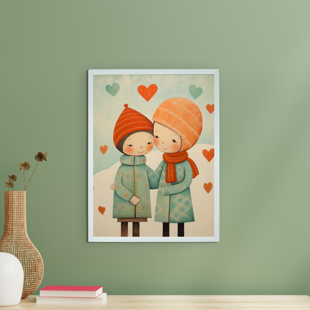 Winter Abstract: Artisan Wall Decor featuring Boy and Girl - Unique Home Ambiance Elegance and Charm-2