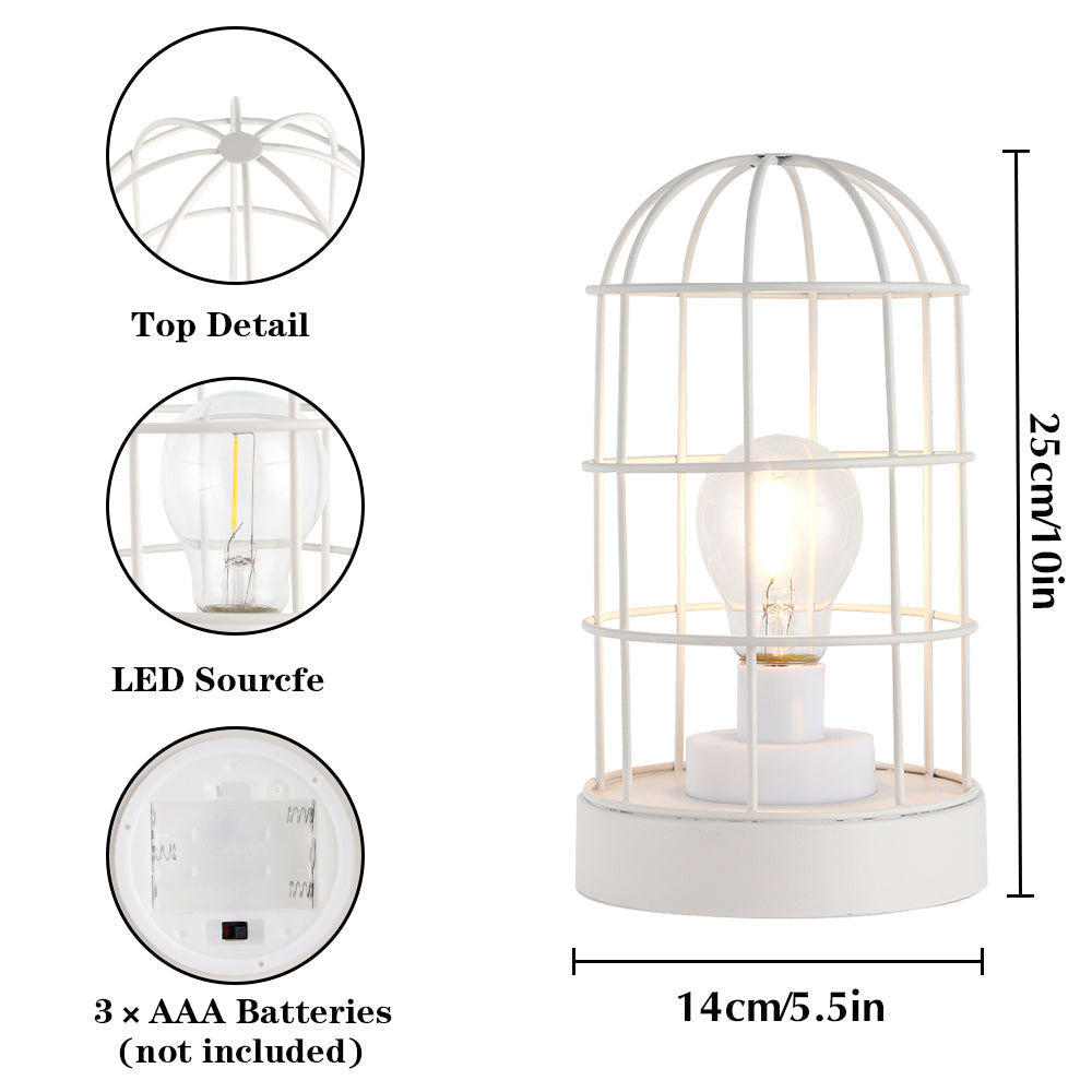 9.5"H Decorative Table Lamp Metal Cage Cordless Lamps-3