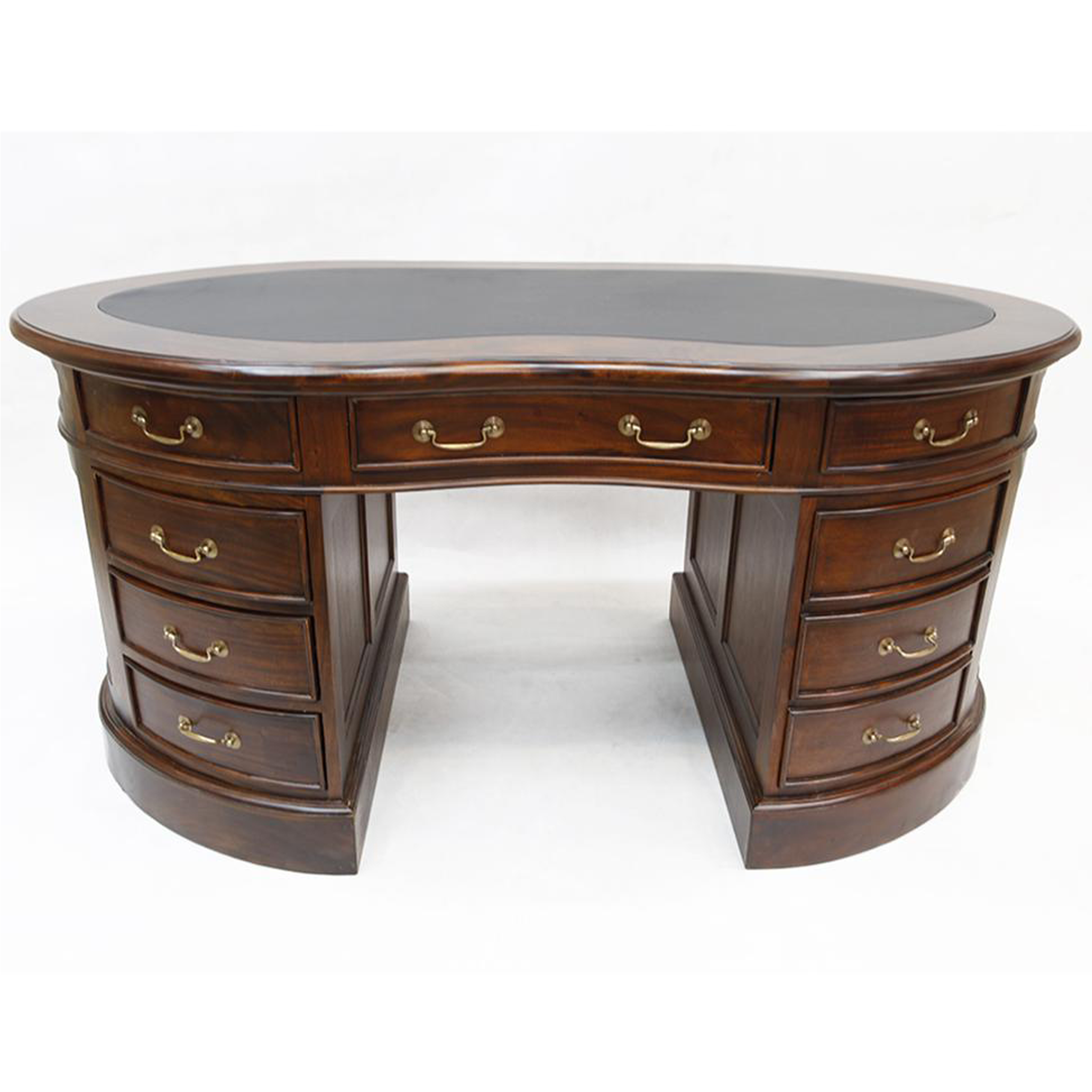Legacy Mahogany Wood Leather Top Kidney Desk - Brown Walnut
